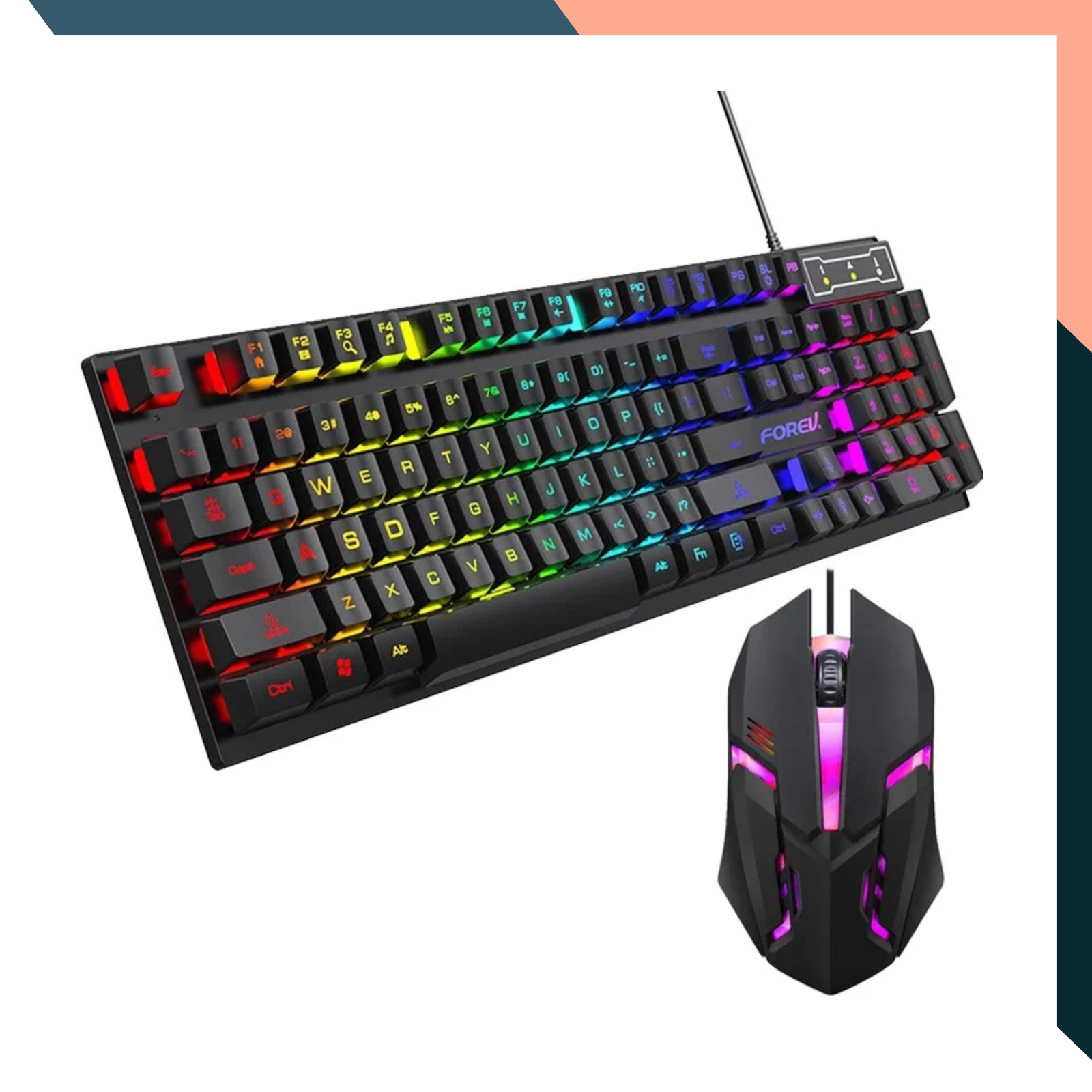 104-Key Backlit Mechanical Keyboard & Mouse Set, Wired, Waterproof, Luminous for Gaming & Office