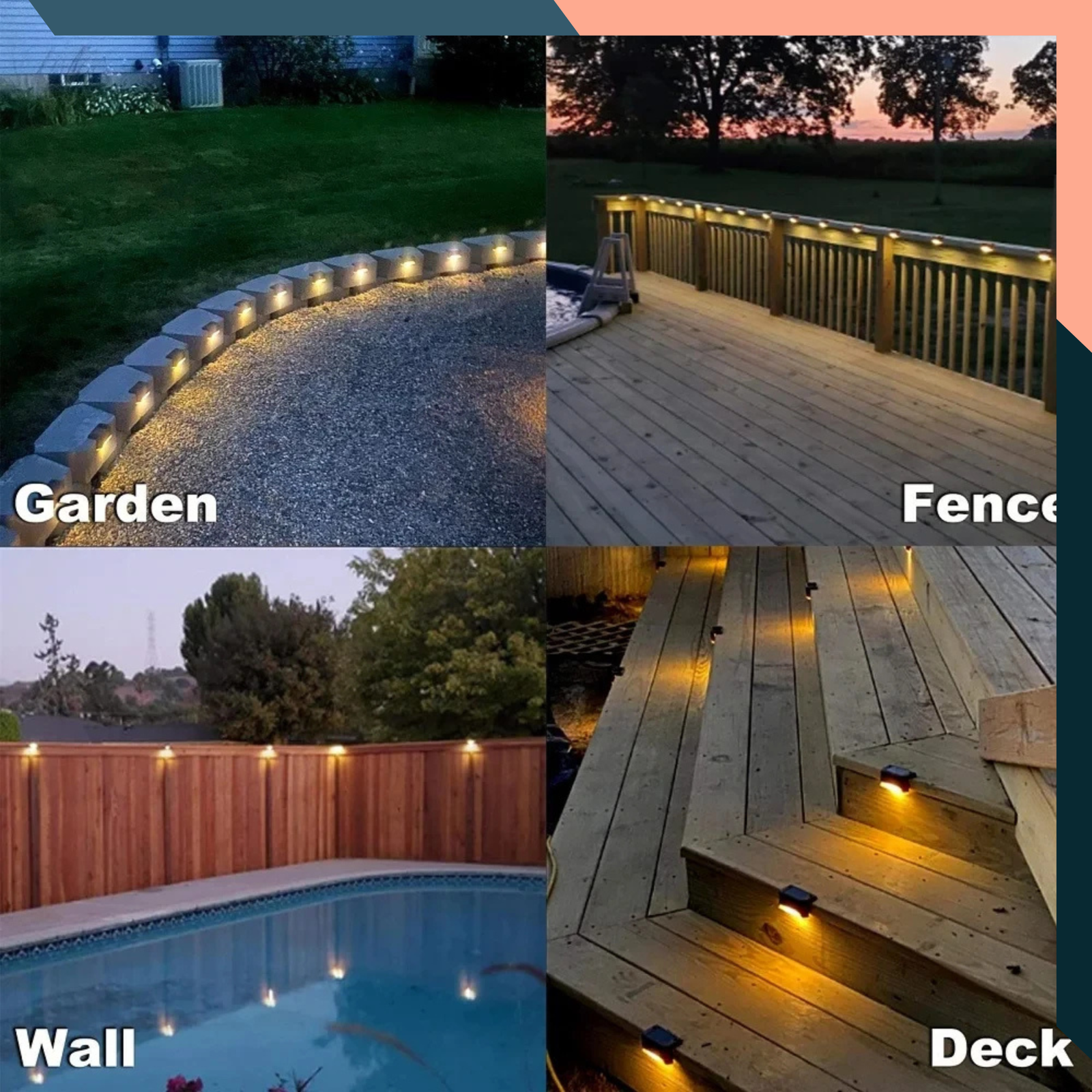 Solar Deck Lights 6-Pack | Waterproof LED Step & Fence Lights for Patio & Yard