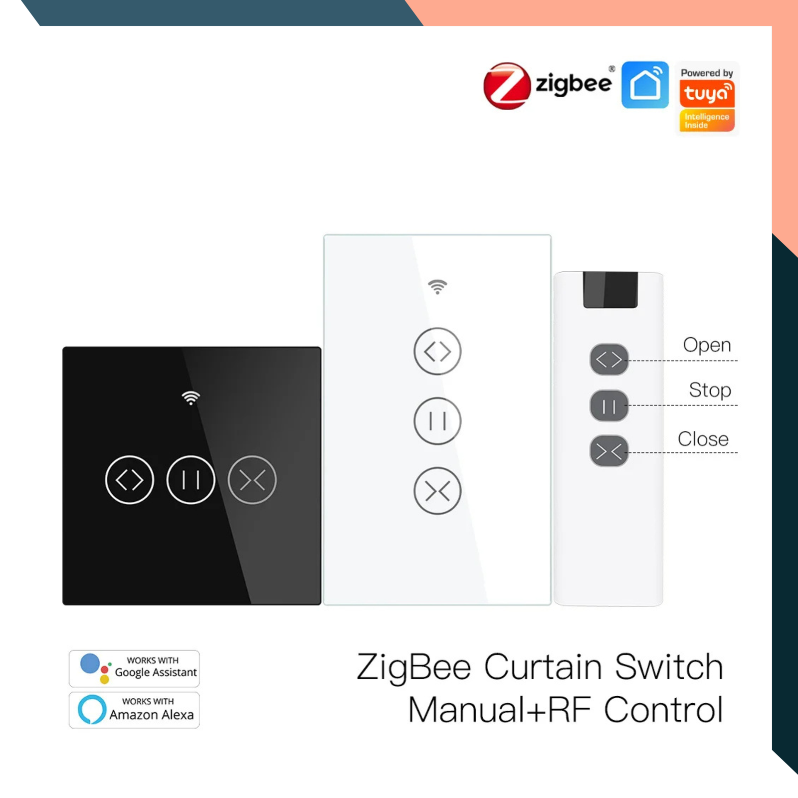 Smart ZigBee Curtain Switch for Blinds Shutters – Tuya, Alexa, Google