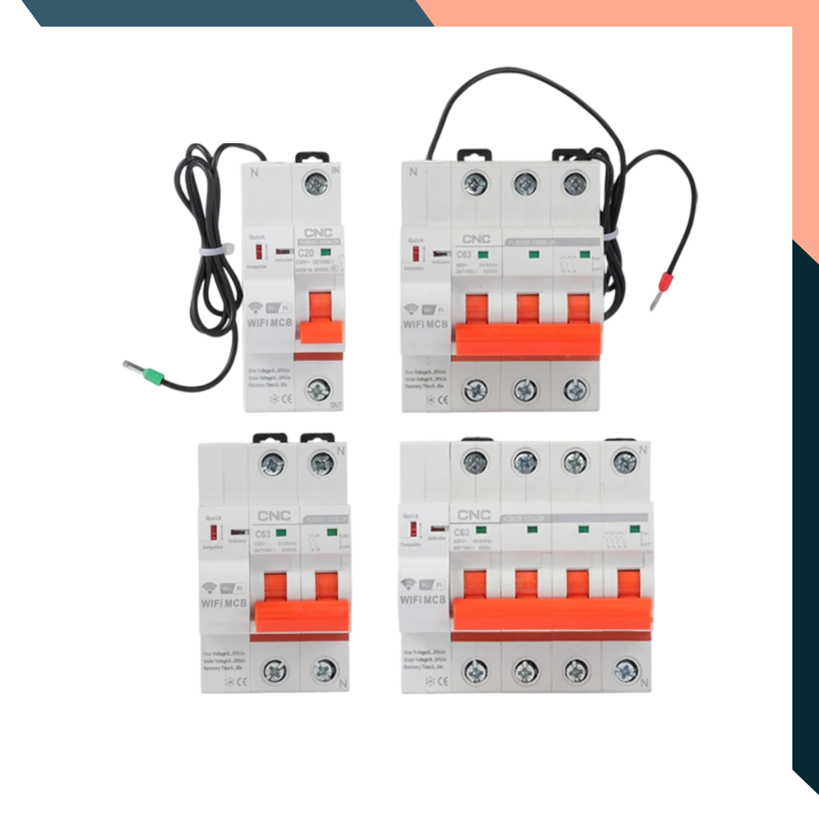 Tuya WiFi Smart Circuit Breaker – 2P/3P/4P – Remote Timer Control with Reclosing and Short Circuit Protection