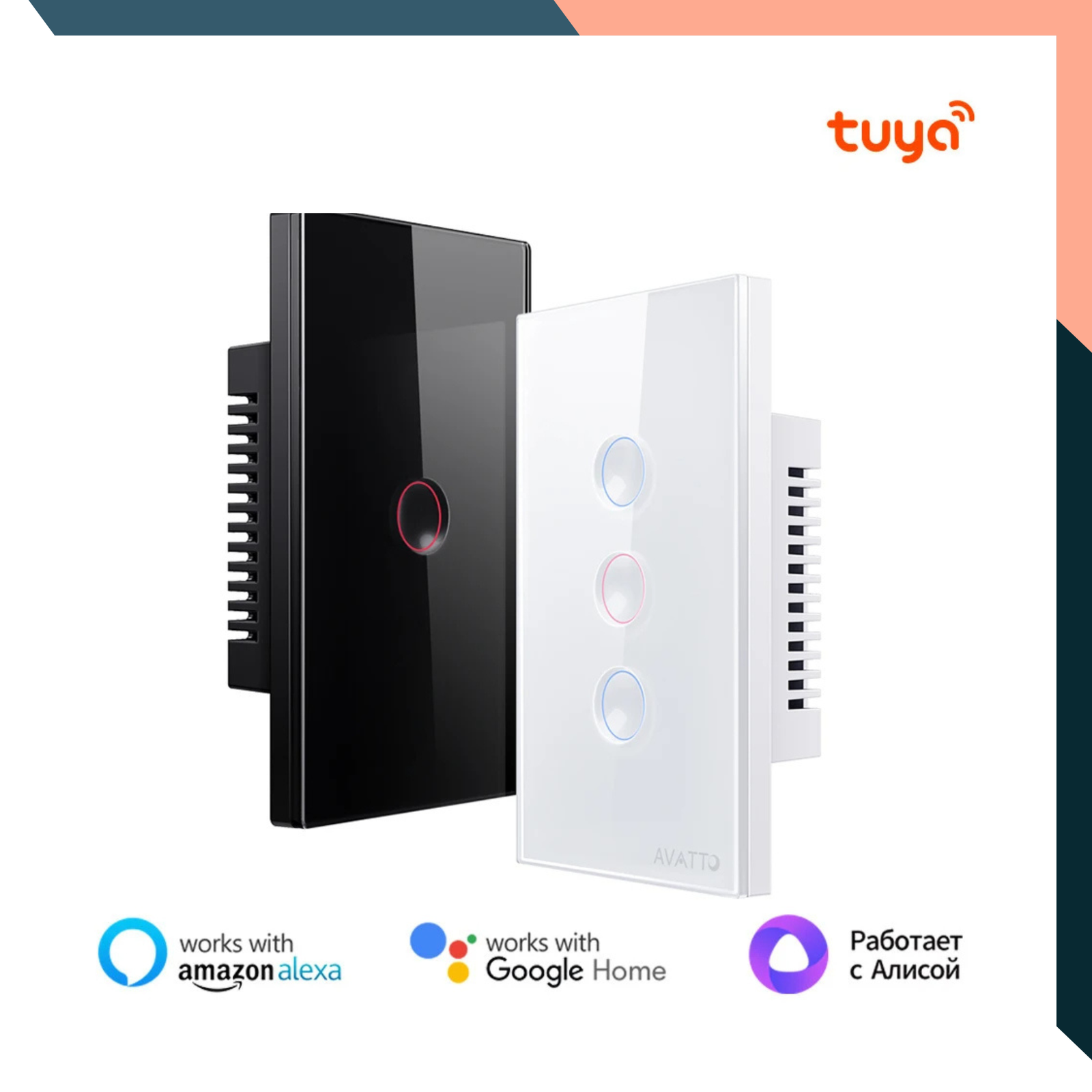 Tuya WiFi Smart Light Switch Touch 1/2/3/4 Gang Alexa Google Remote