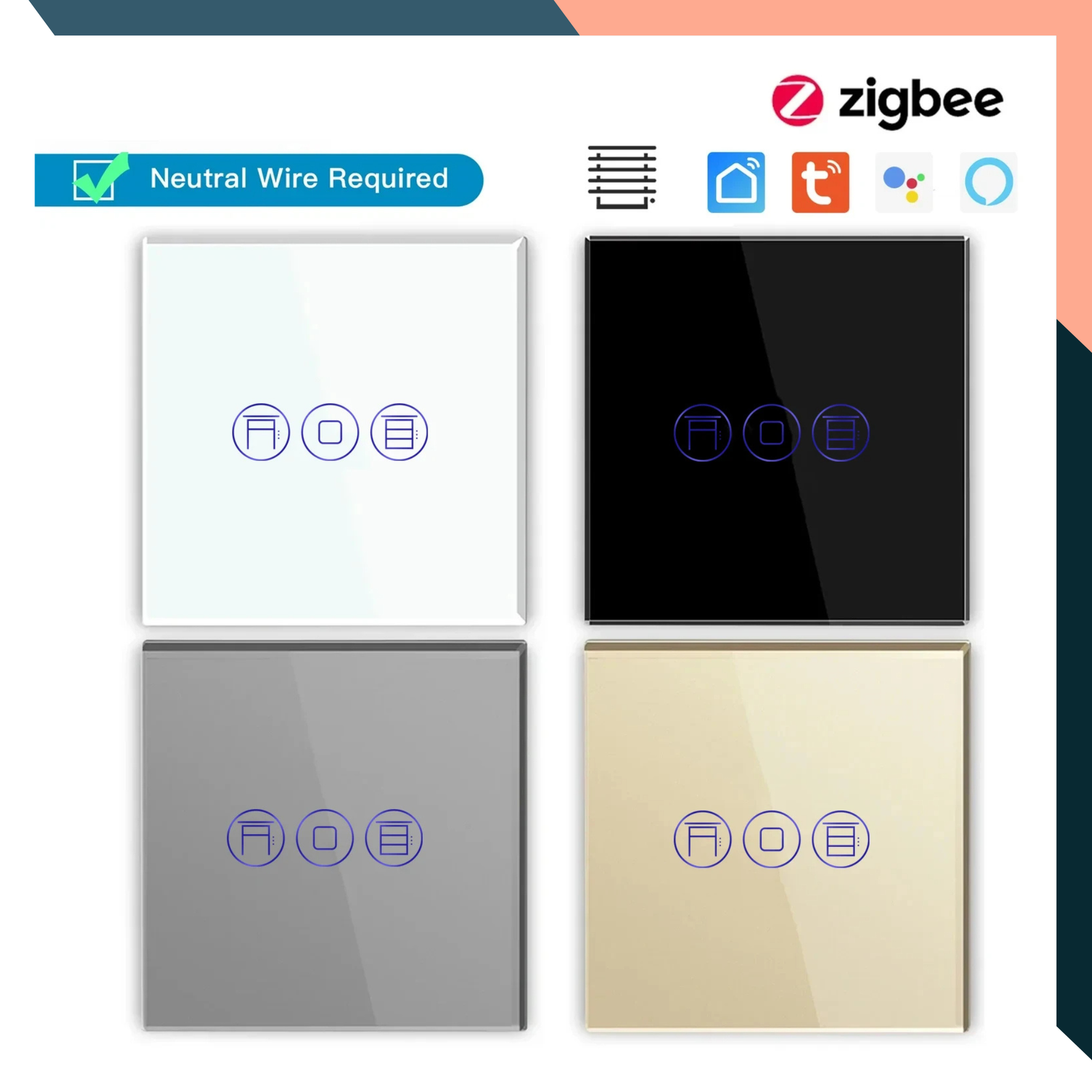 Zigbee Smart Touch Blinds Switch for Automatic Curtains– Tuya Alexa Google Home