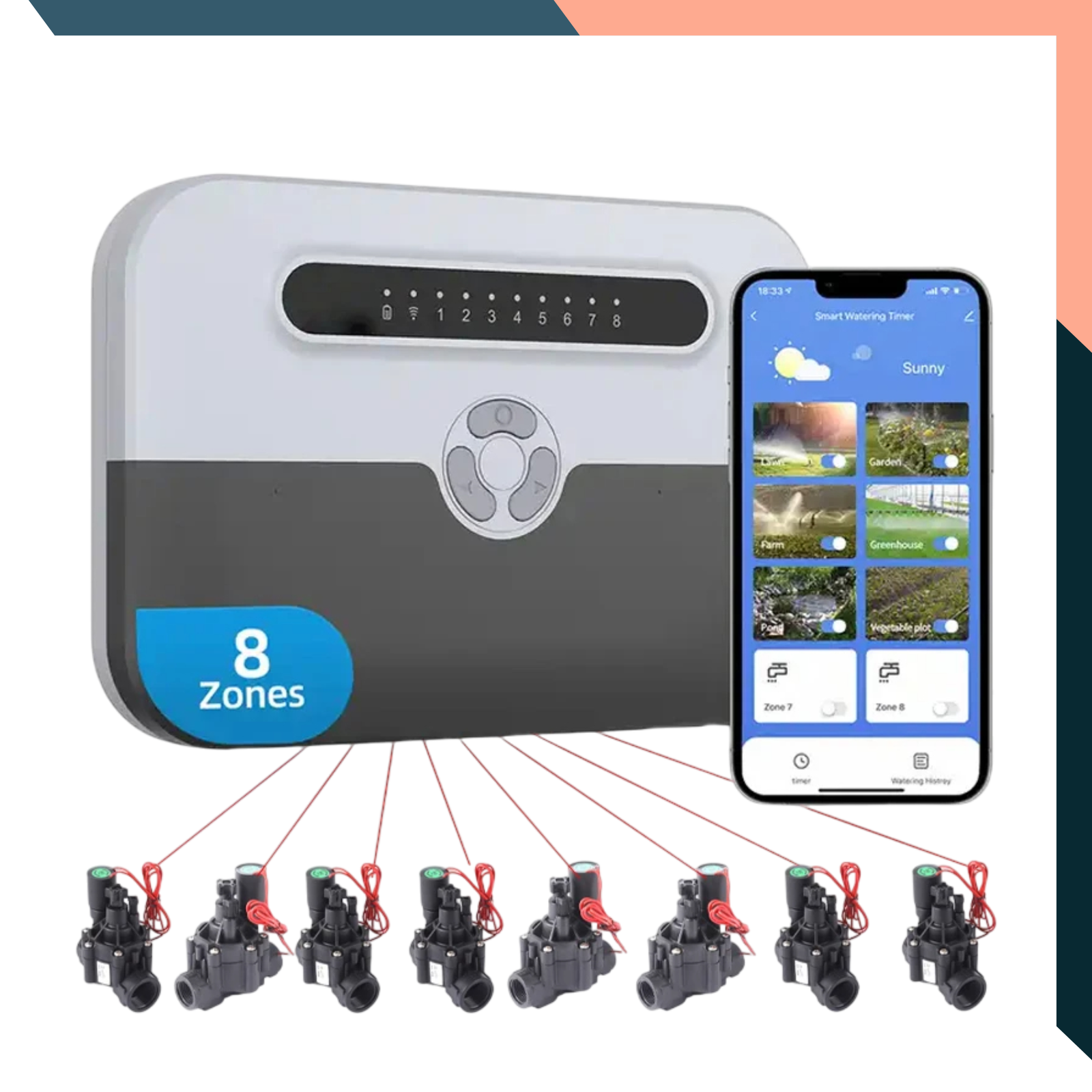 8-Station Smart Irrigation Controller WiFi Remote – Alexa & App Control