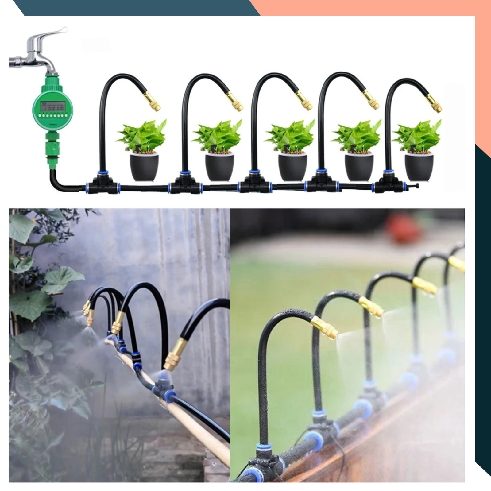 DIY Flexible Garden Mist Spray Kit Plant Irrigation Cooling Nozzles Patio