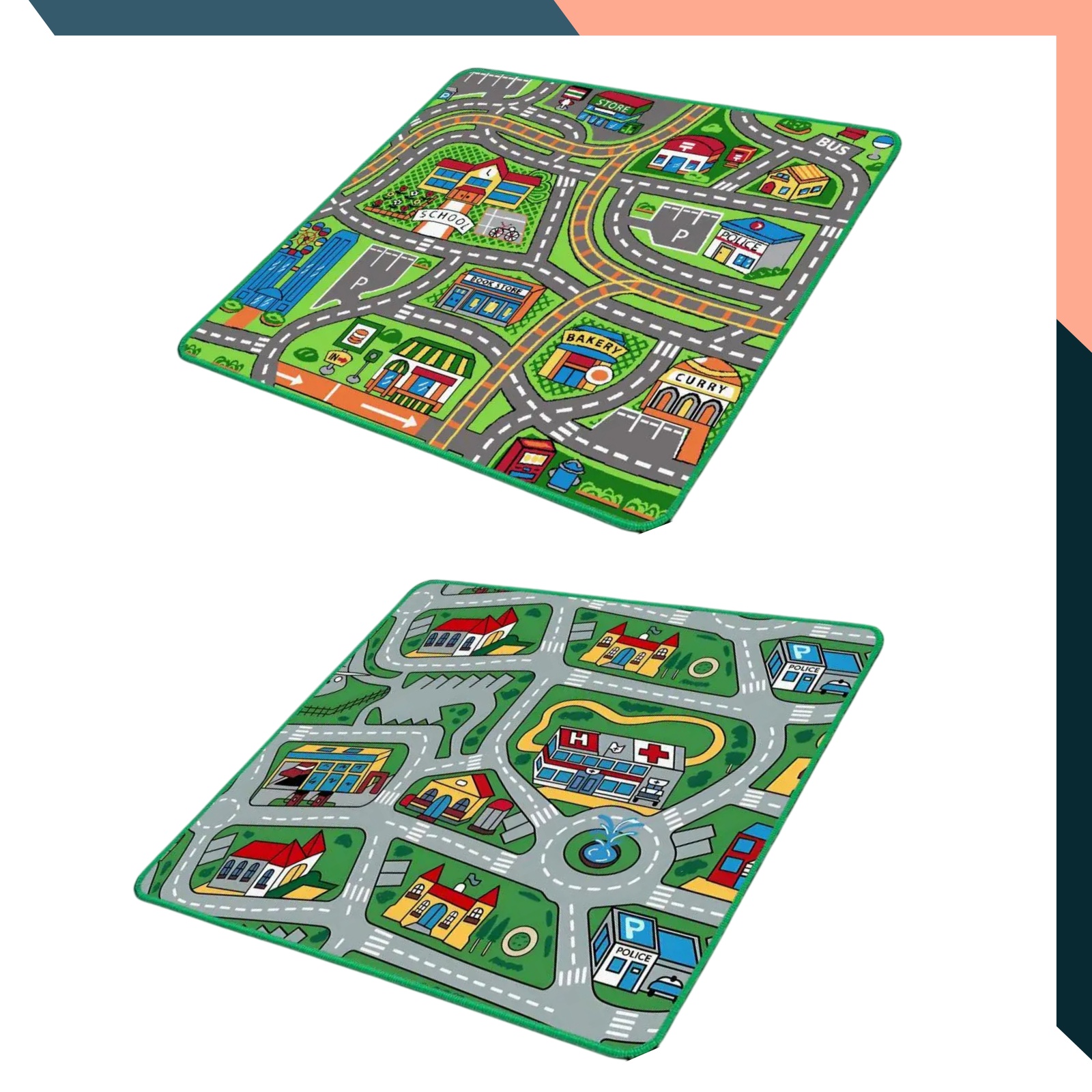 90s Car City Road Mouse Pad Green Edge Mat Retro Nostalgic Game Surface