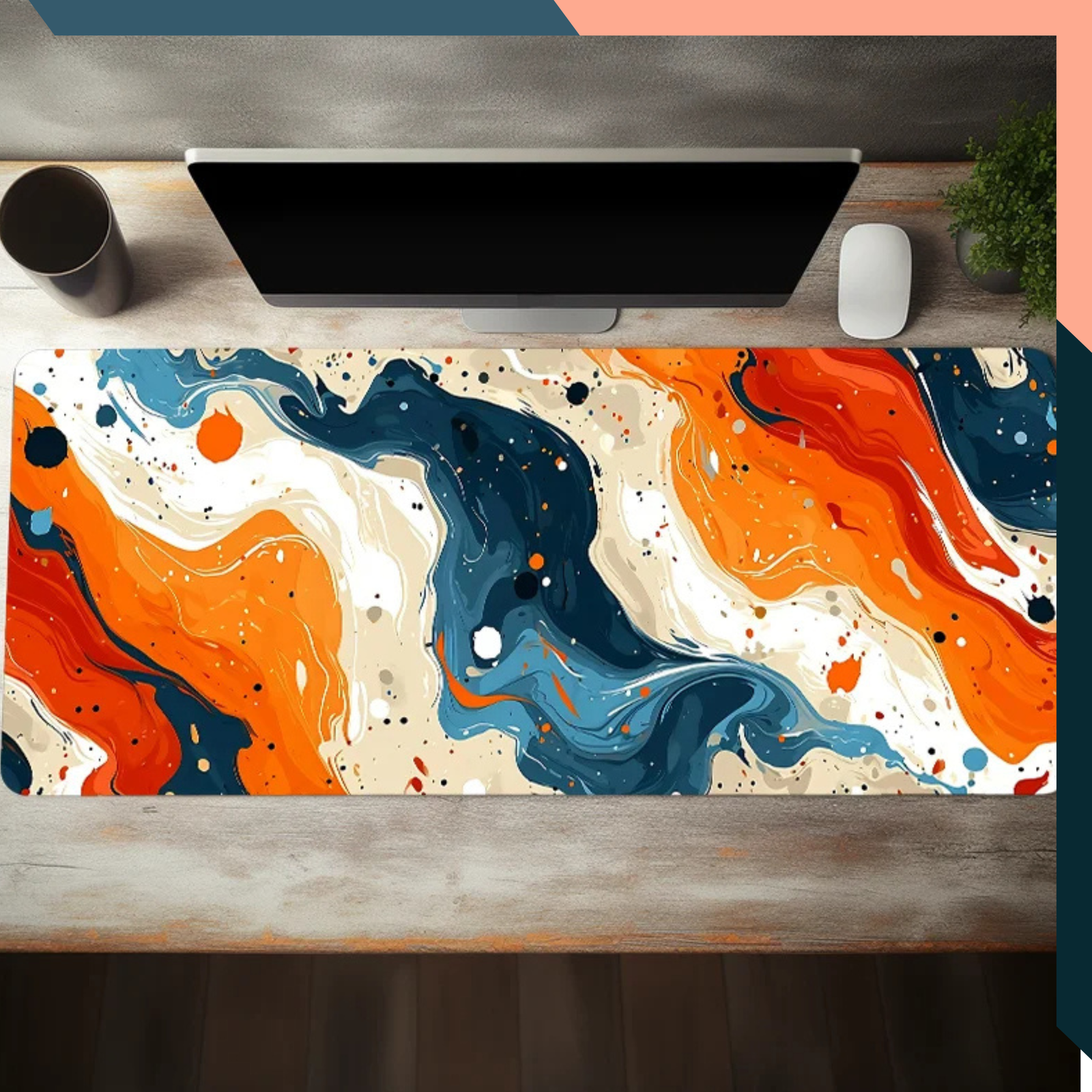 Abstract Art Large Gaming Mouse Pad Non-Slip Desk Mat for Office & Gamers