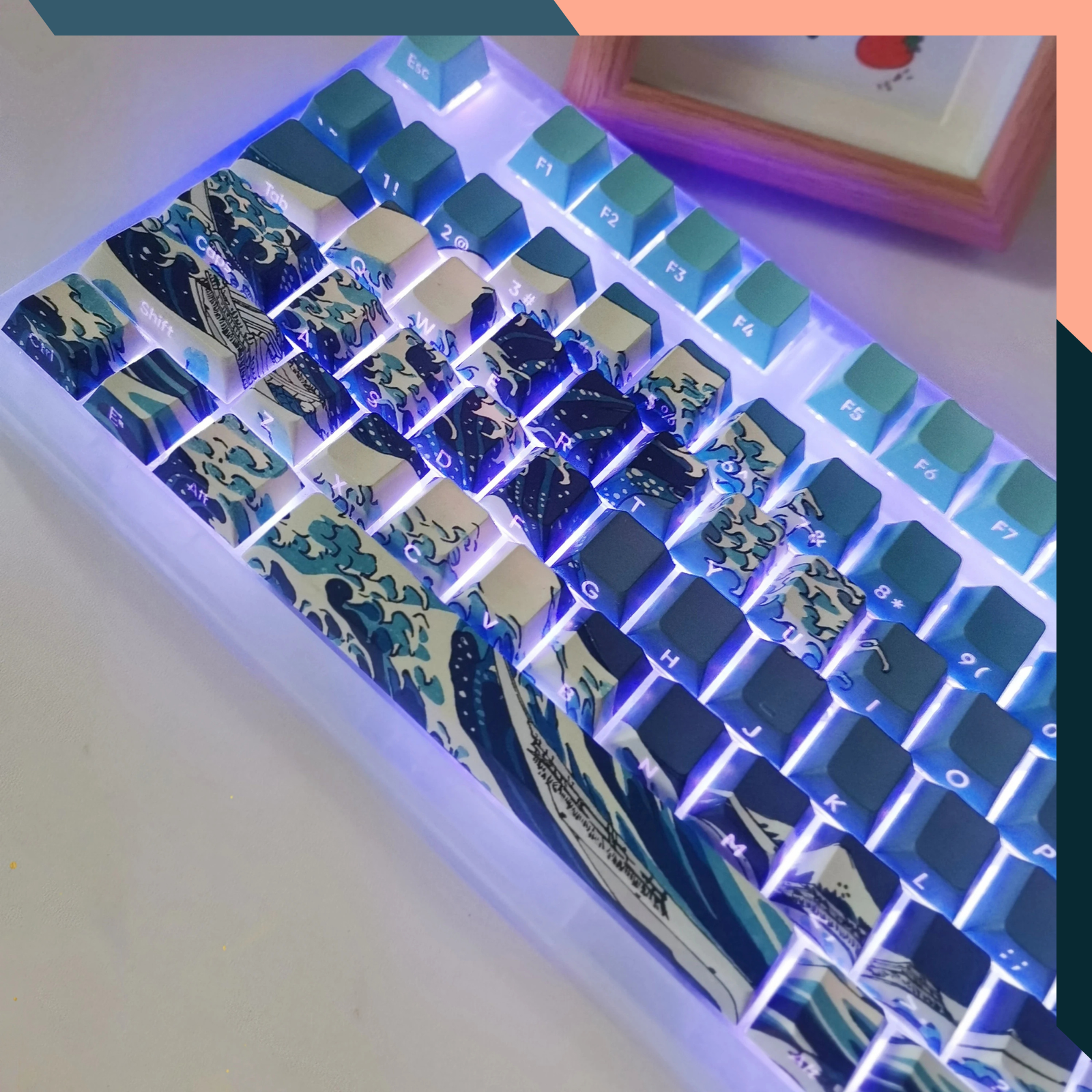 125-Key Kanagawa Keycaps PBT RGB Side Print Cherry Profile for MX Switches