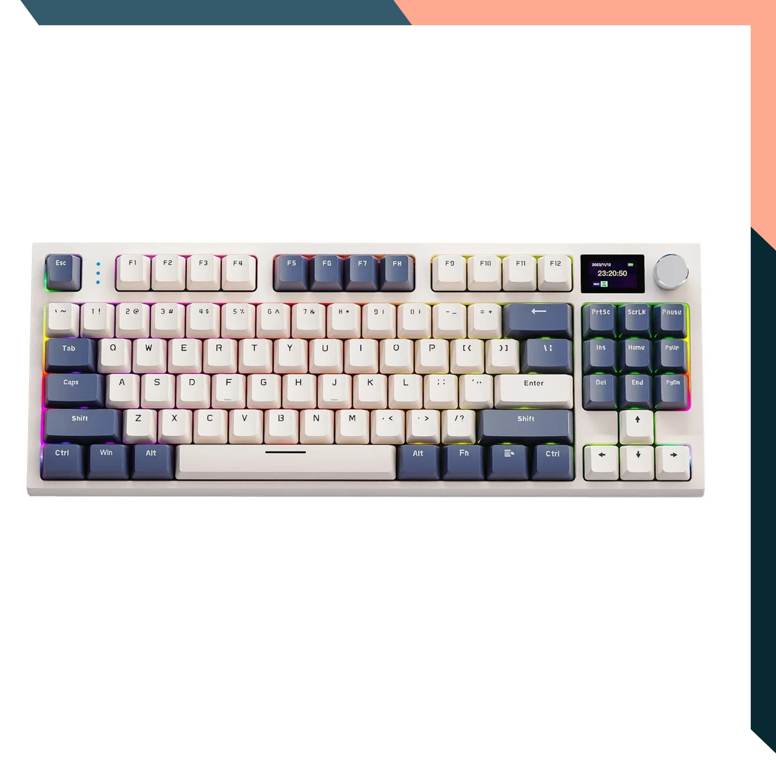 87-Key Mechanical Gaming Keyboard RGB Tri-Mode Hot-Swap with TFT & Knob