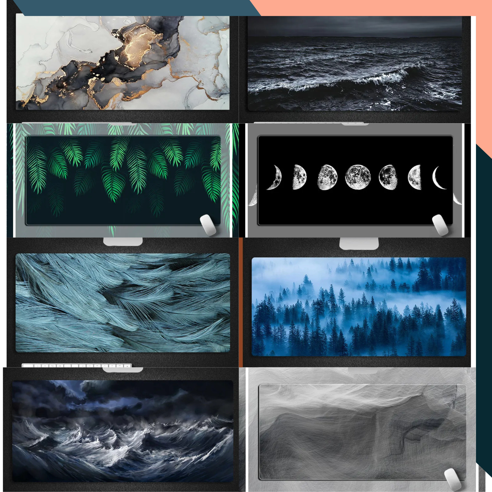 Art Series Stylish Gaming Mouse Pad XXL Desk Mat Non-Slip Stitched Edge