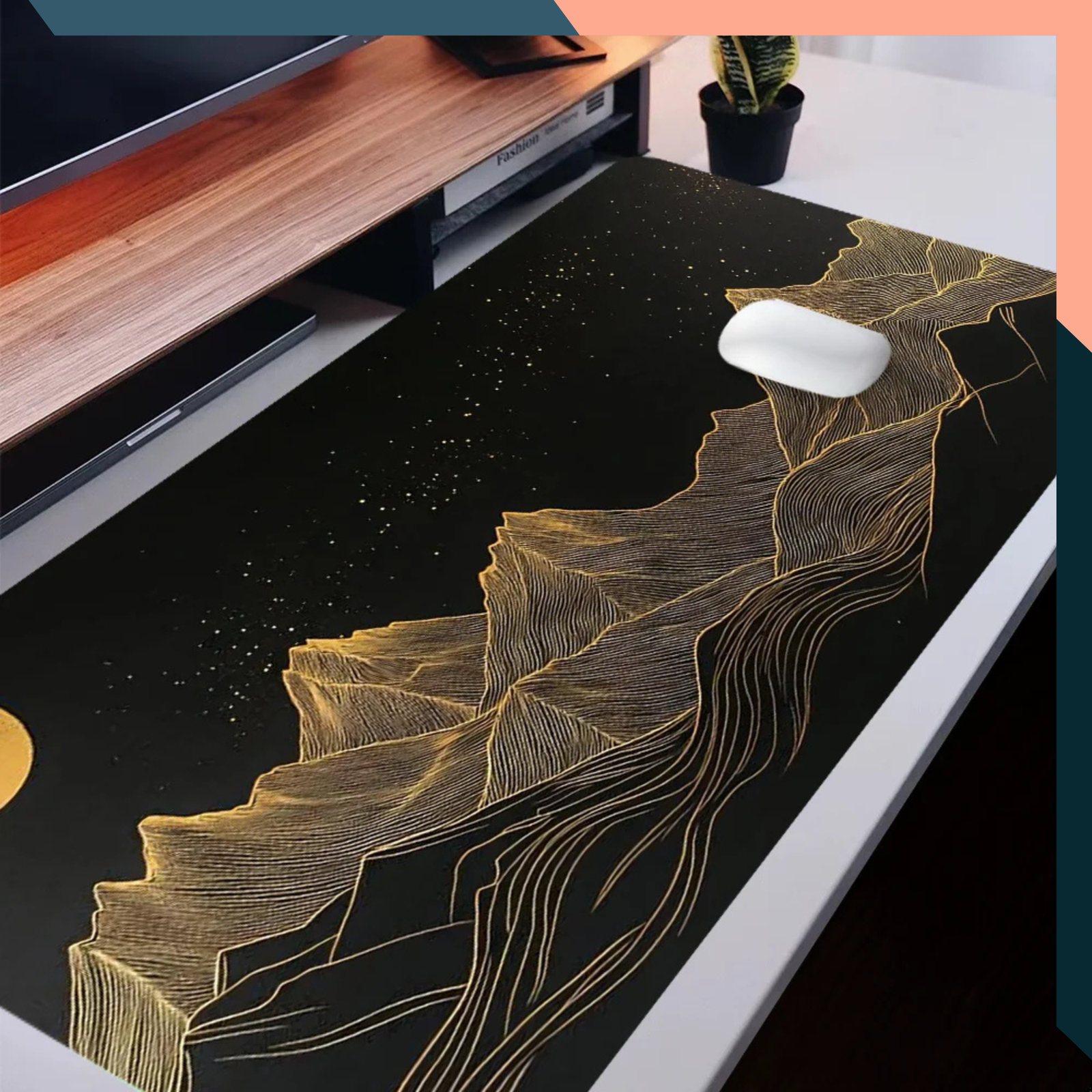 Golden Mountain Art XXL Mouse Pad Non-Slip Desk Mat Stylish Stitched Edge