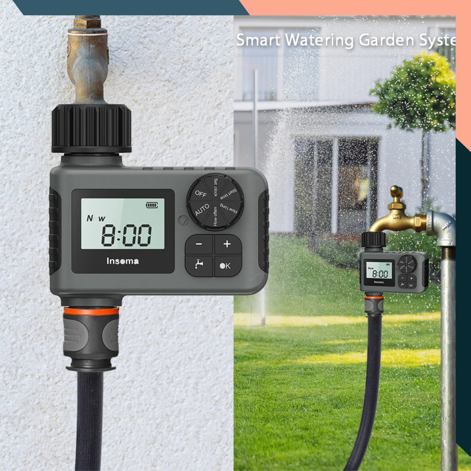 LCD Smart Water Timer IPX7 Irrigation System Manual & Auto Modes