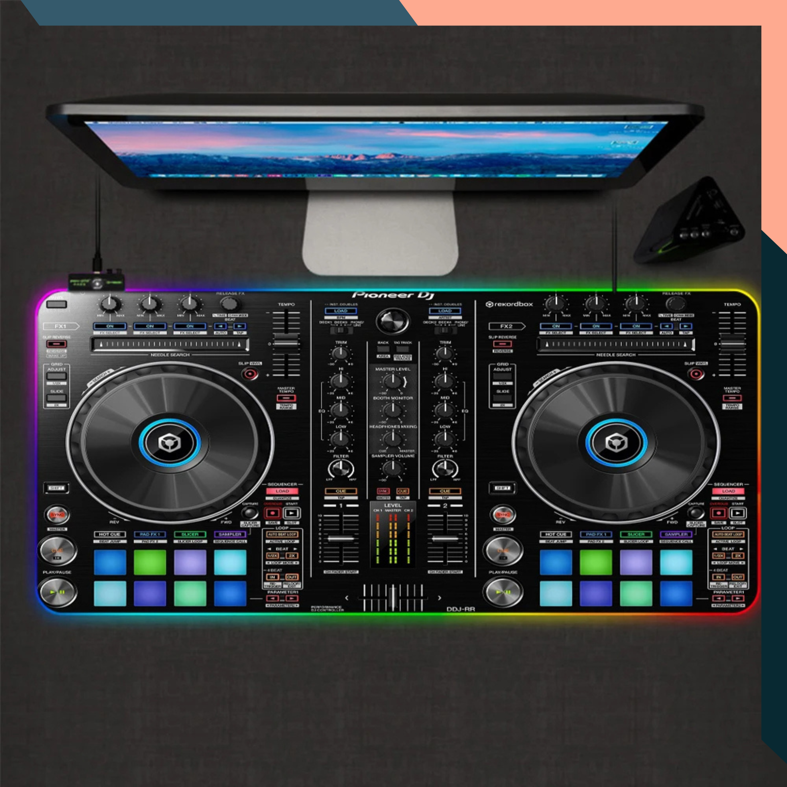 RGB DJ Mixer XXL Gaming Mouse Pad 90x40 LED Non-Slip Waterproof Desk Mat