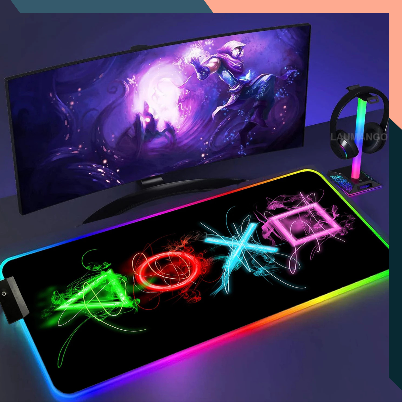 RGB PS Gaming Mouse Pad LED Desk Mat Gamer Accessories