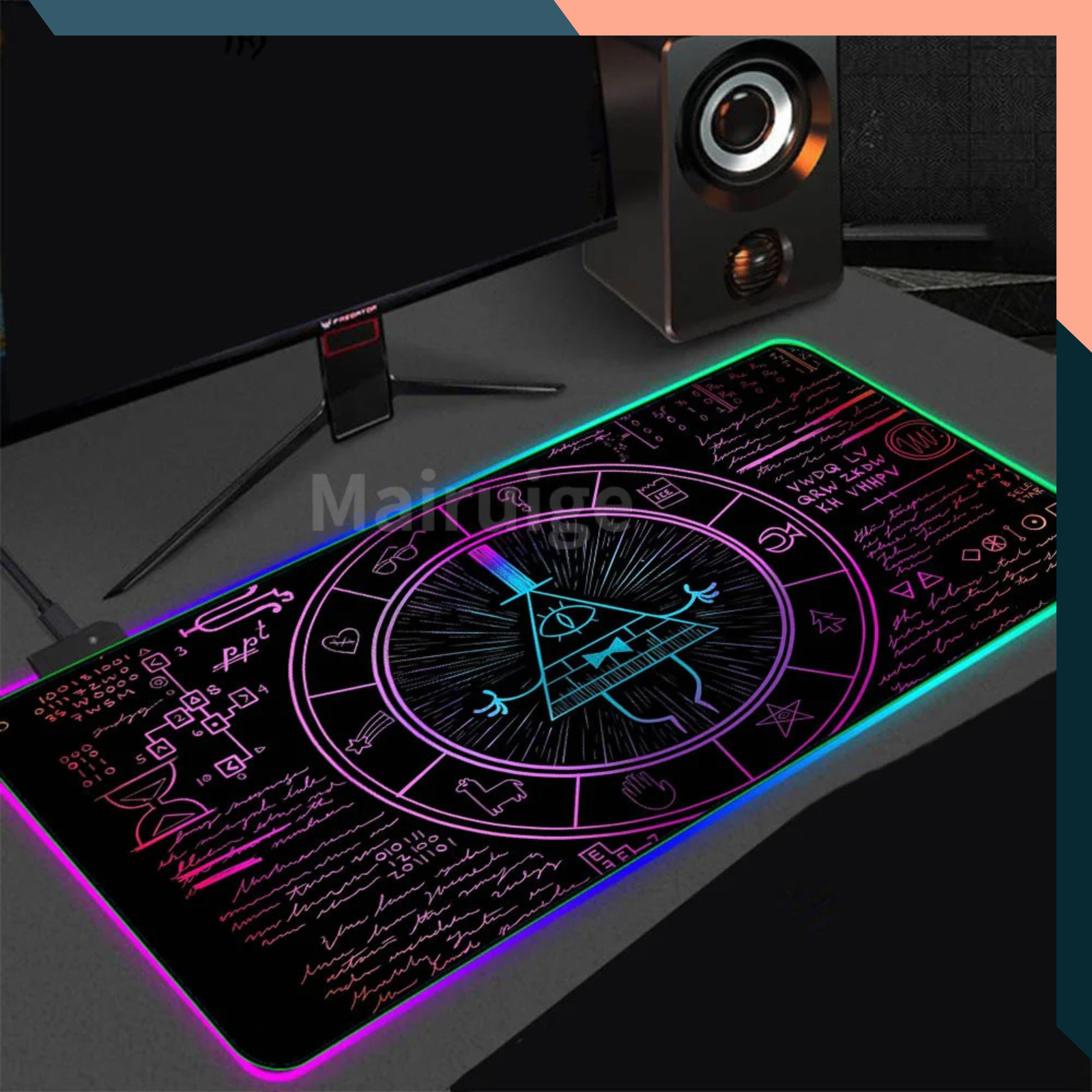 RGB XXL Math Formula Gaming Mouse Pad 90x40 LED Non-Slip Desk Mat for PC