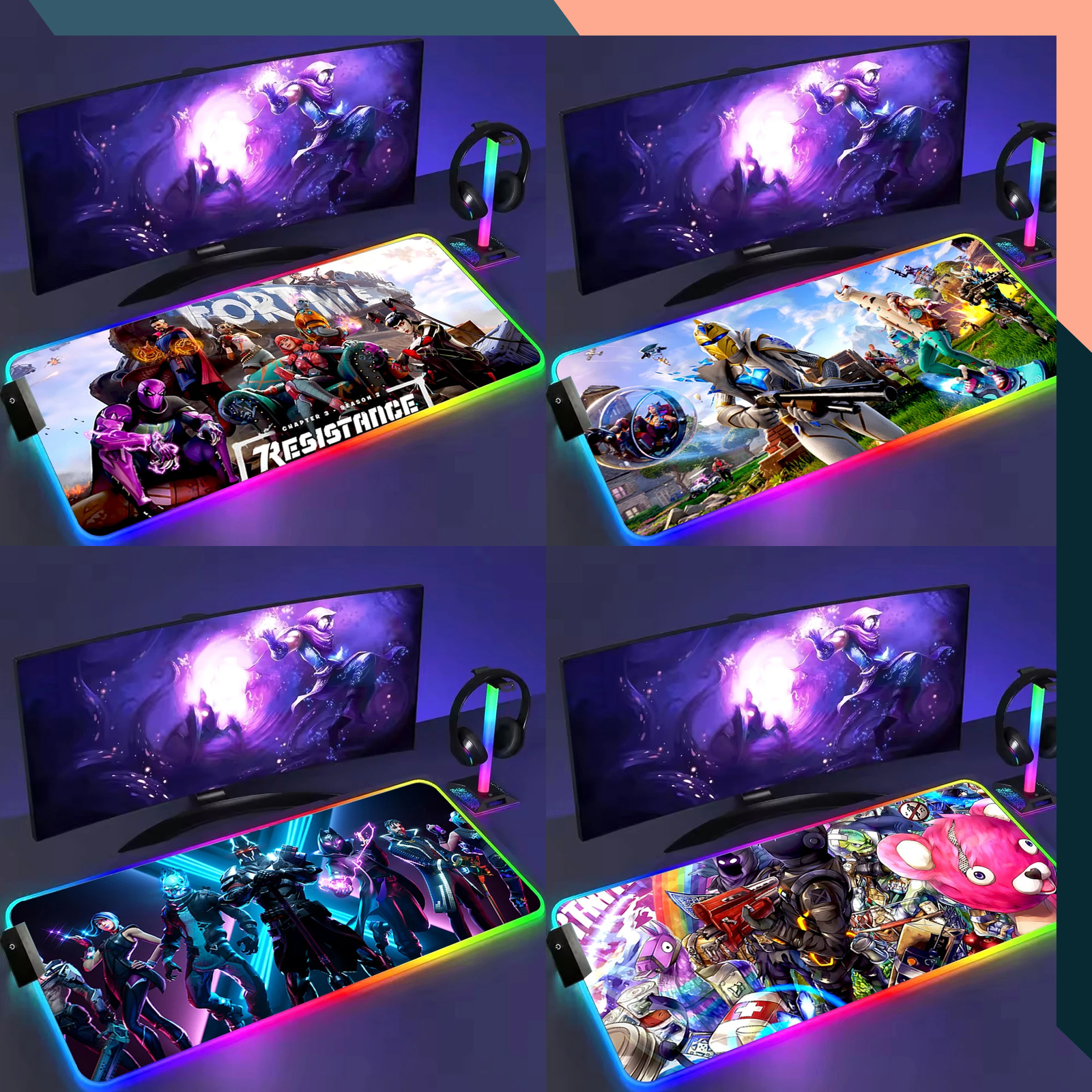 XXL RGB Gaming Mouse Pad LED Fortnite Desk Mat Large Non Slip Keyboard Deskmat