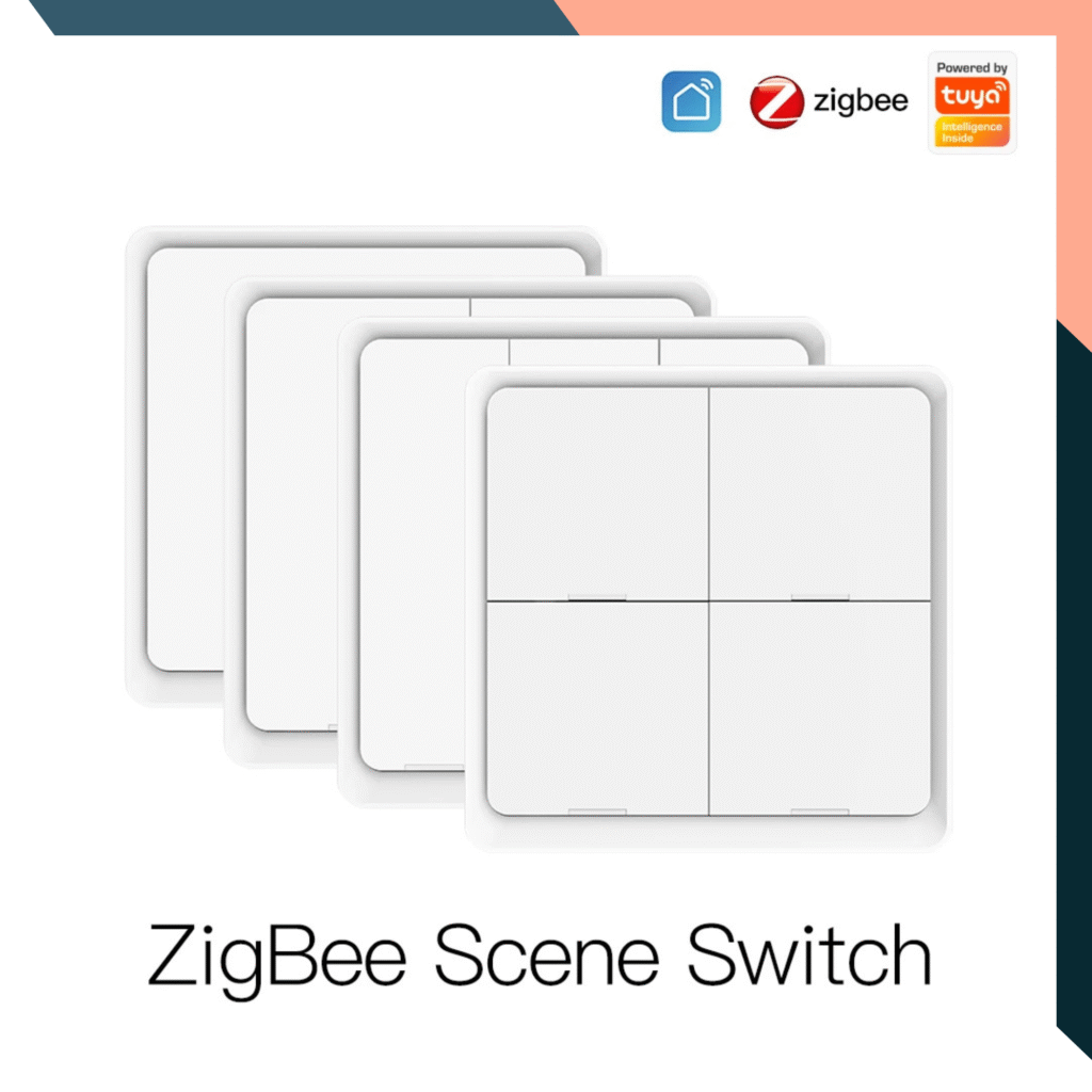 Scene Switch Control ZigBee Wireless Scene Switch: 12 Modes, 4 Buttons, Battery-Powered ...