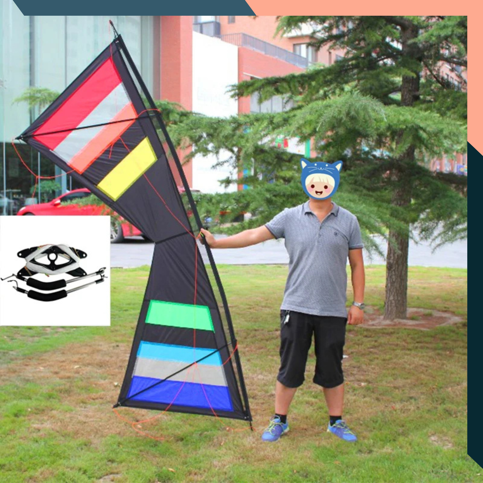 Four-Line Stunt Kite for Beginners with Four-Wire Handle, 255cm Wingspan, Outdoor Fun