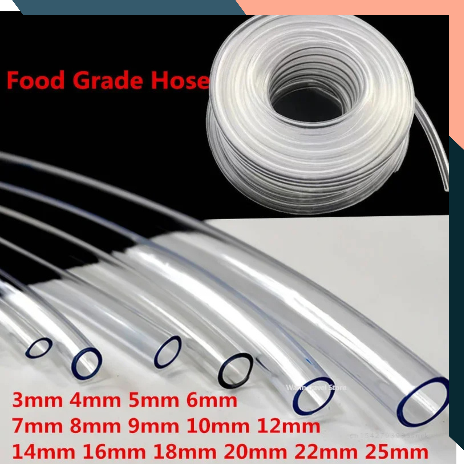 PVC Hose Pipe Transparent Tube 4mm 6mm 8mm 10mm 12mm Food Grade for Aquarium, Pump, and Hosing