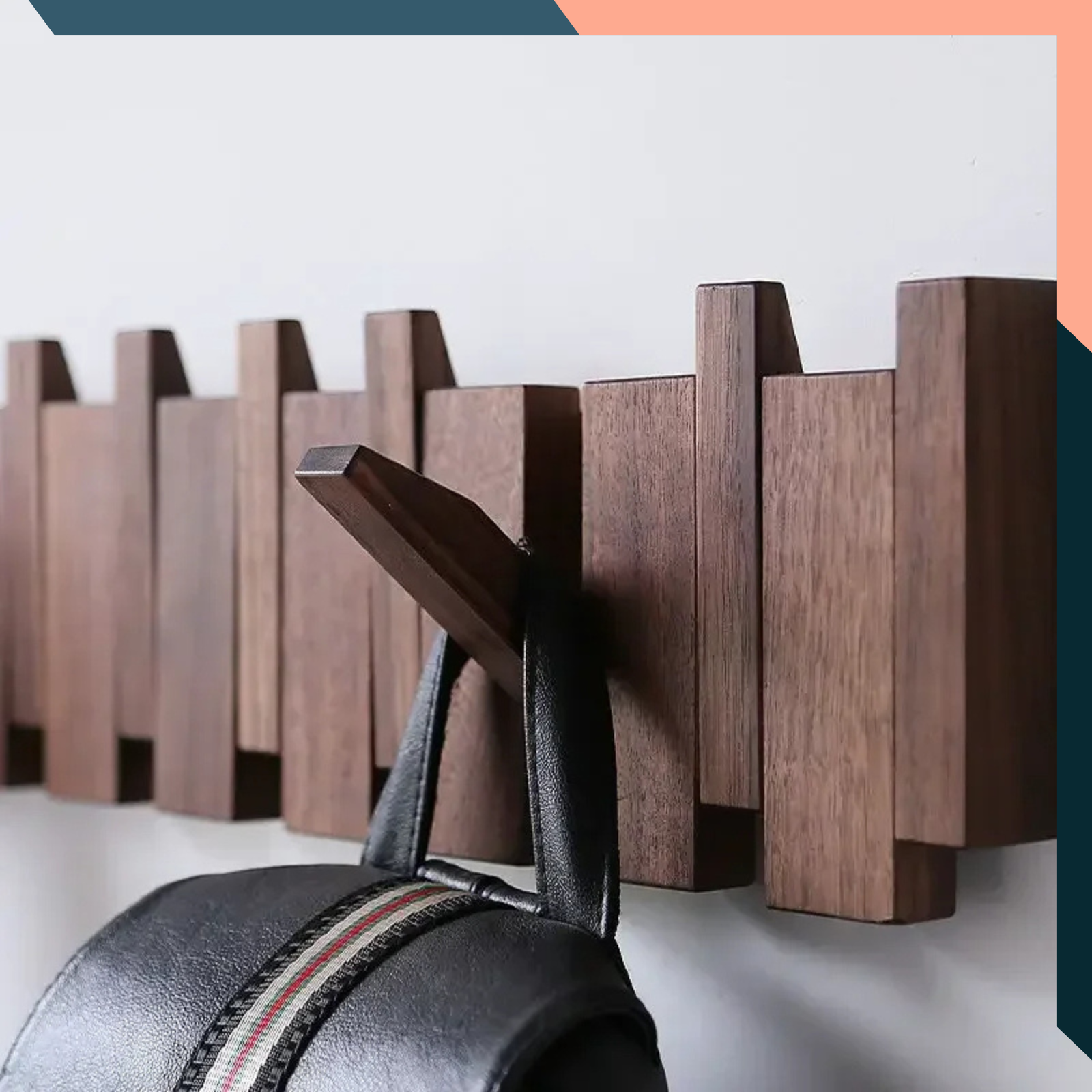 Wall Mounted Black Walnut Coat Rack, Creative Hanging Hat Key Bags Holder, Home Decor
