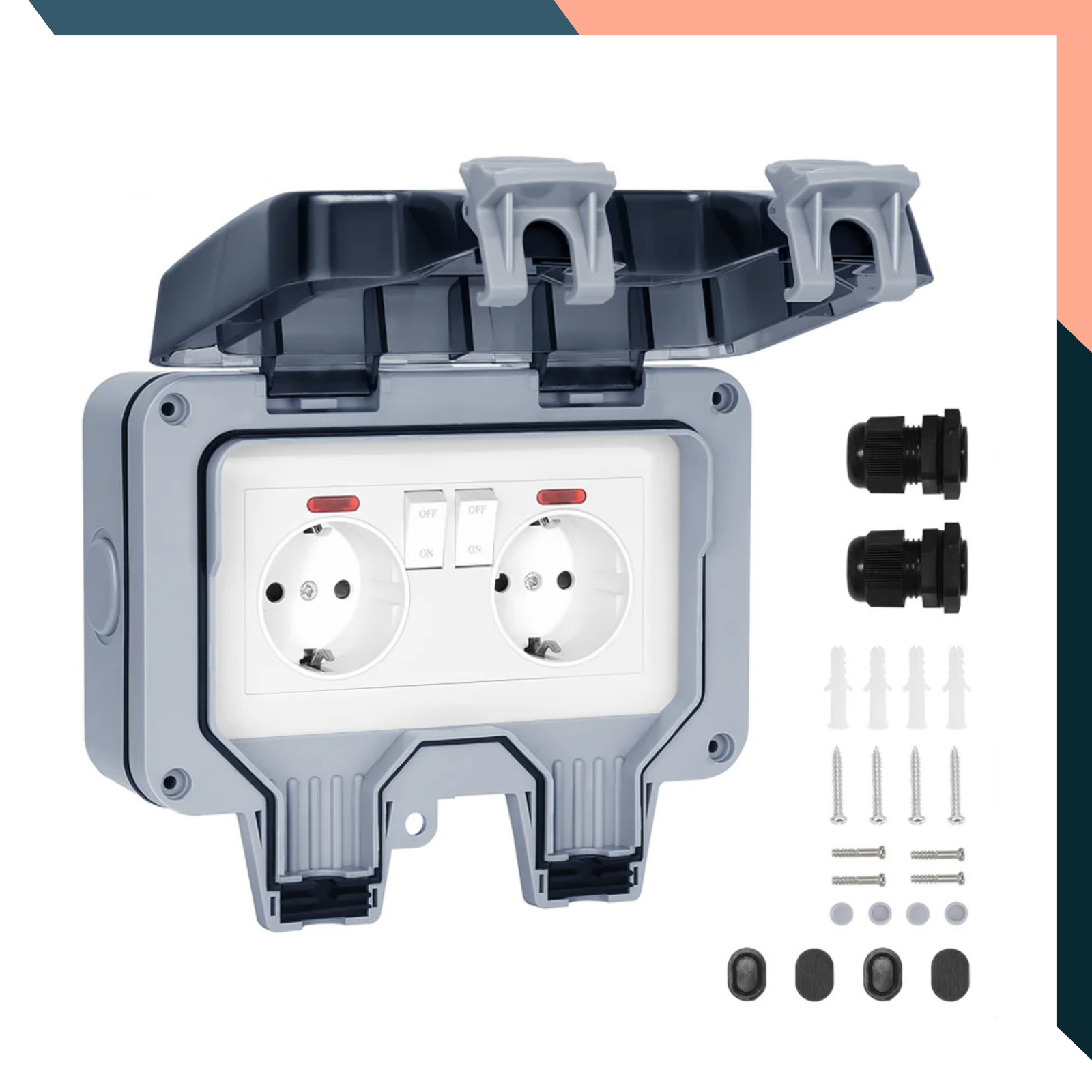 Waterproof Socket Box IP67 Rated EU UK FR French Universal Power Plug Outdoor Bathroom Kitchen