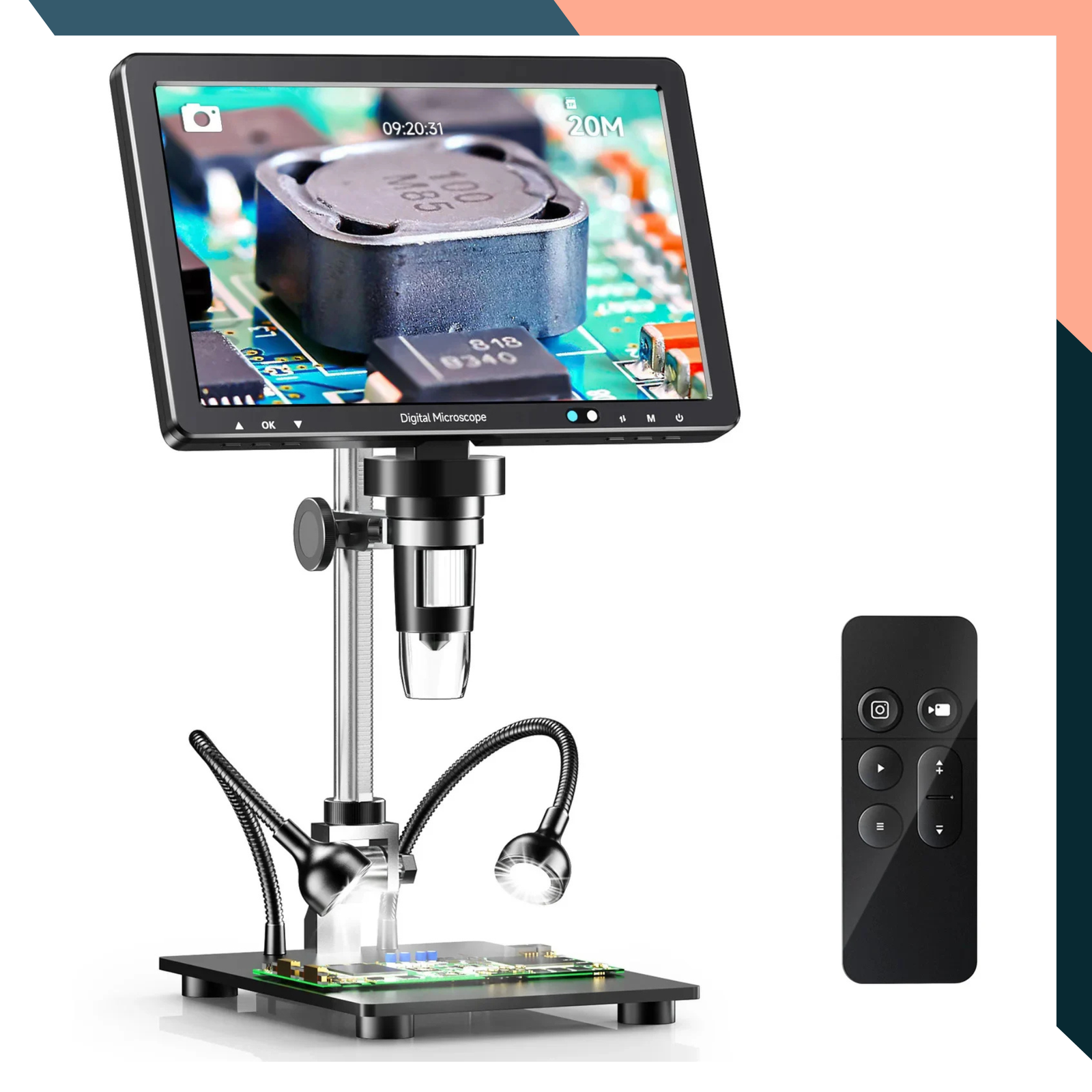 10.1" HDMI Digital Microscope 2000X 20MP Soldering PCB Coin Inspection LCD