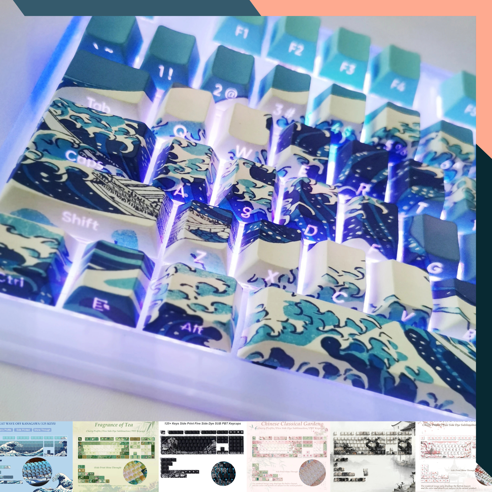 125-key PBT Anime Gaming Keycaps For MX Switches Keyboard 60% 75% TKL RGB