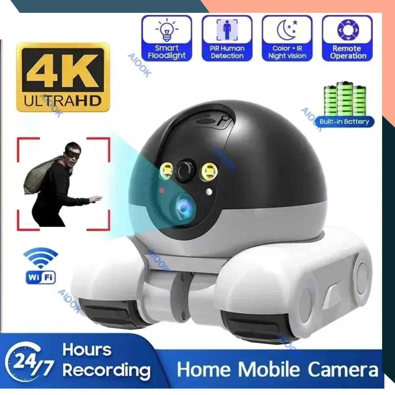 8MP WiFi Indoor PTZ Security Camera Baby Pet Monitor Two Way Audio Night Vision
