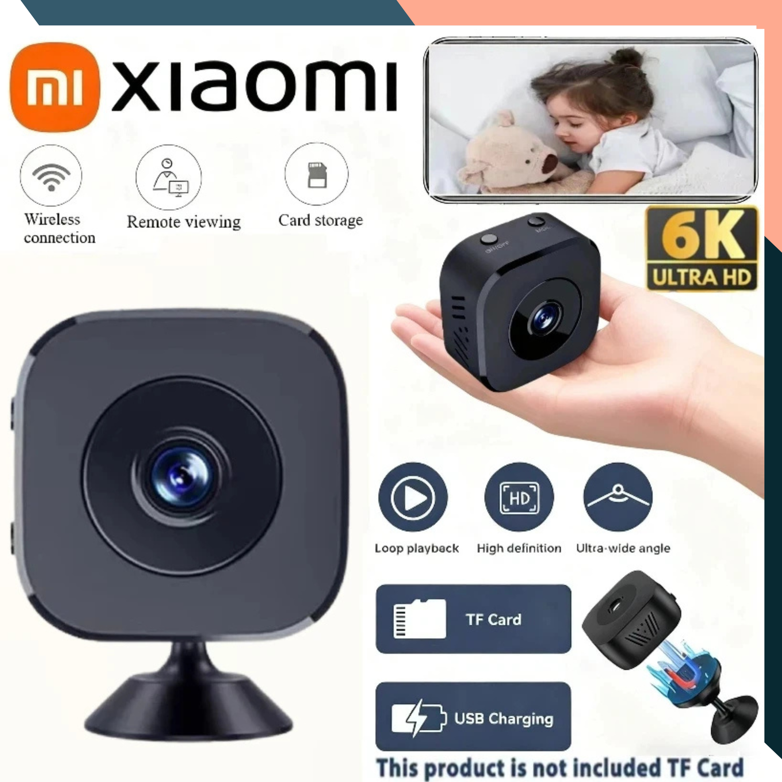 Mini WiFi Indoor Security Camera 1080P Motion Detection Night Vision 2 Way Audio