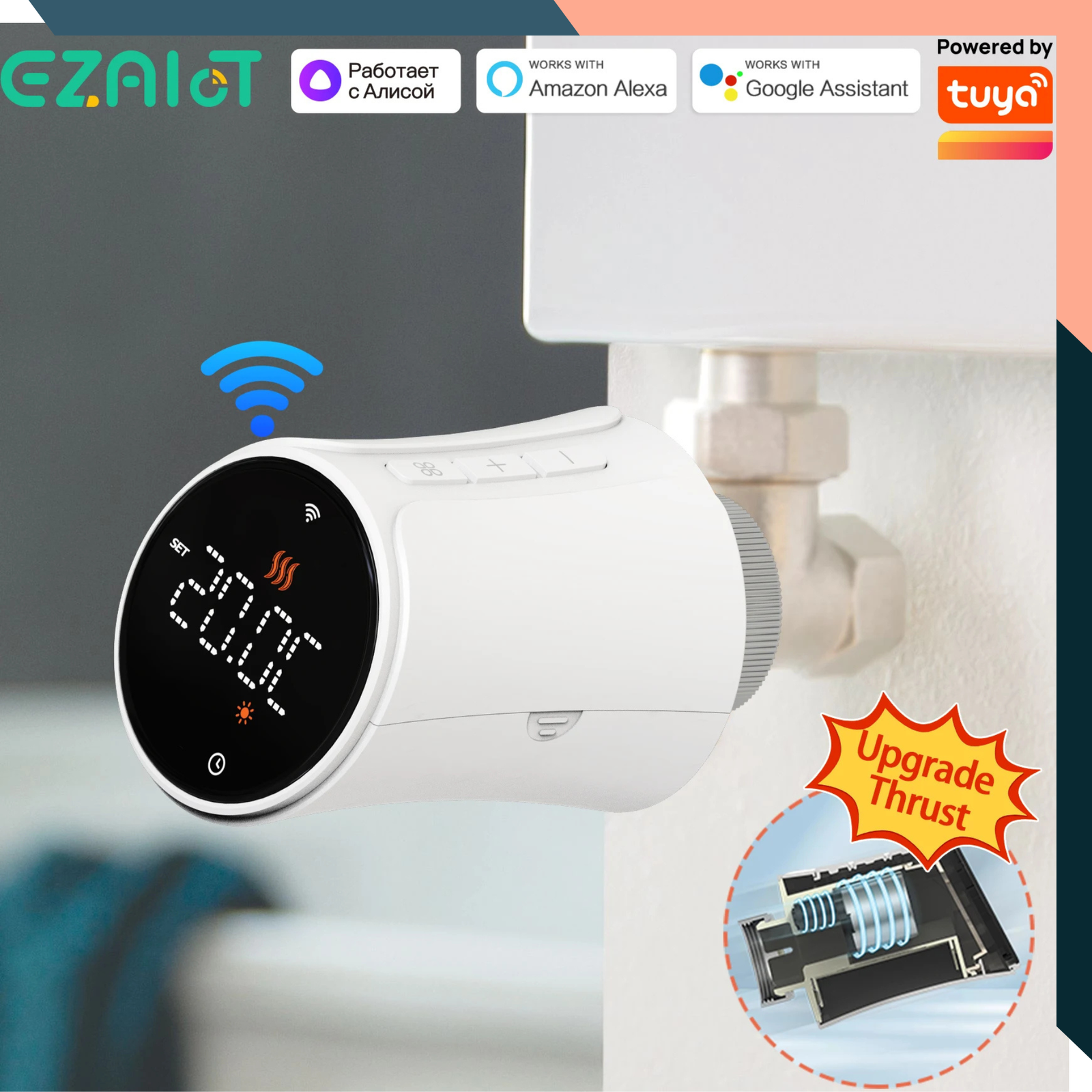 Smart Radiator Valve WiFi Zigbee TRV Programmable Heating Alexa Google