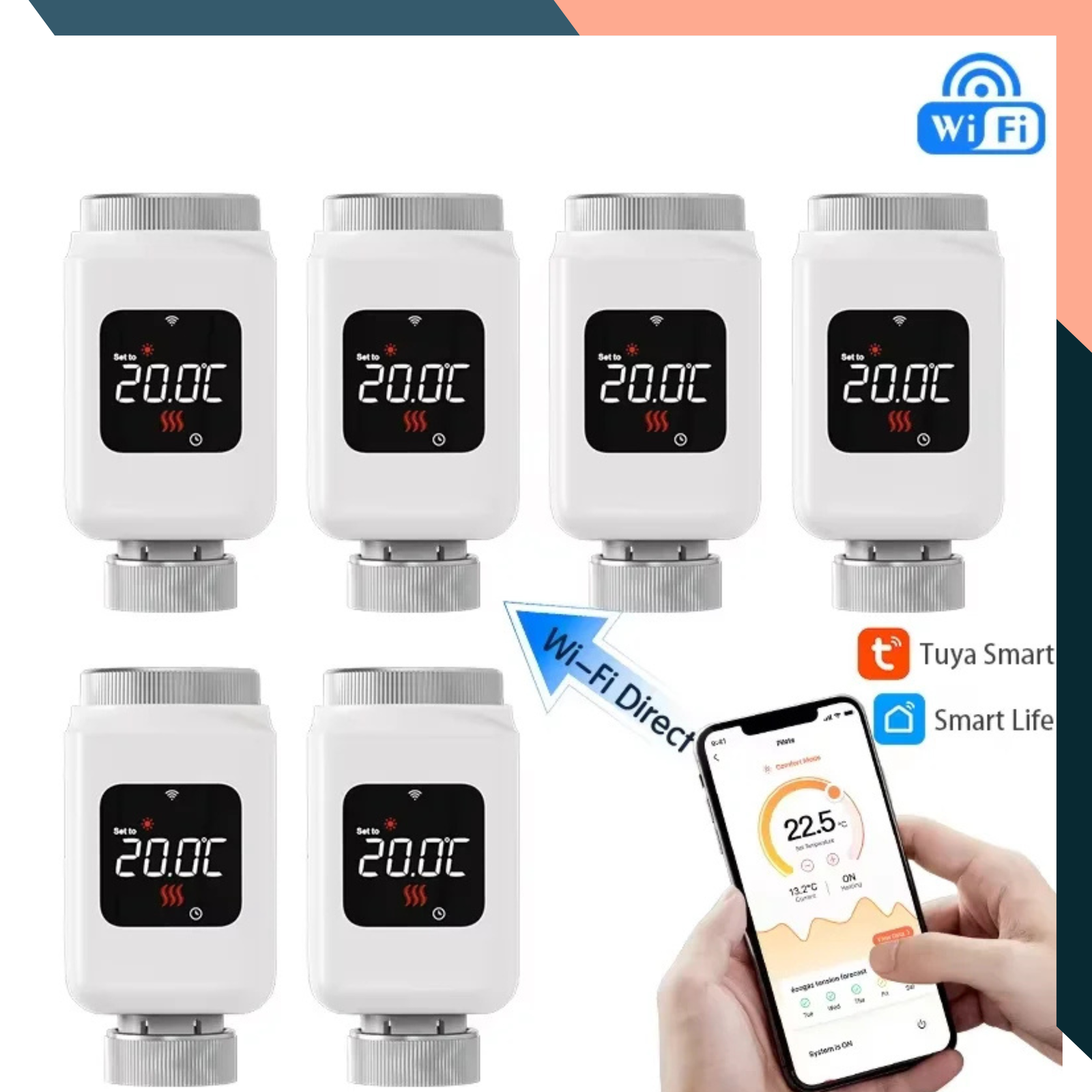 Smart WiFi Radiator Thermostat TRV Programmable Temperature Control Alexa