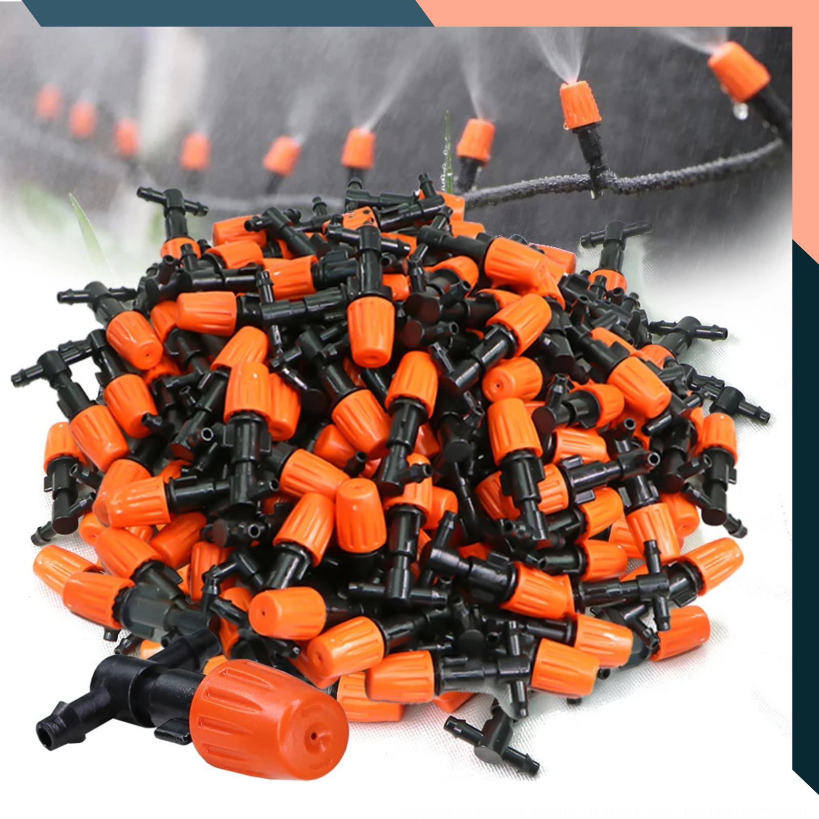 Adjustable Misting Nozzle 7.5-10L/H with 1/4 Tee Connector