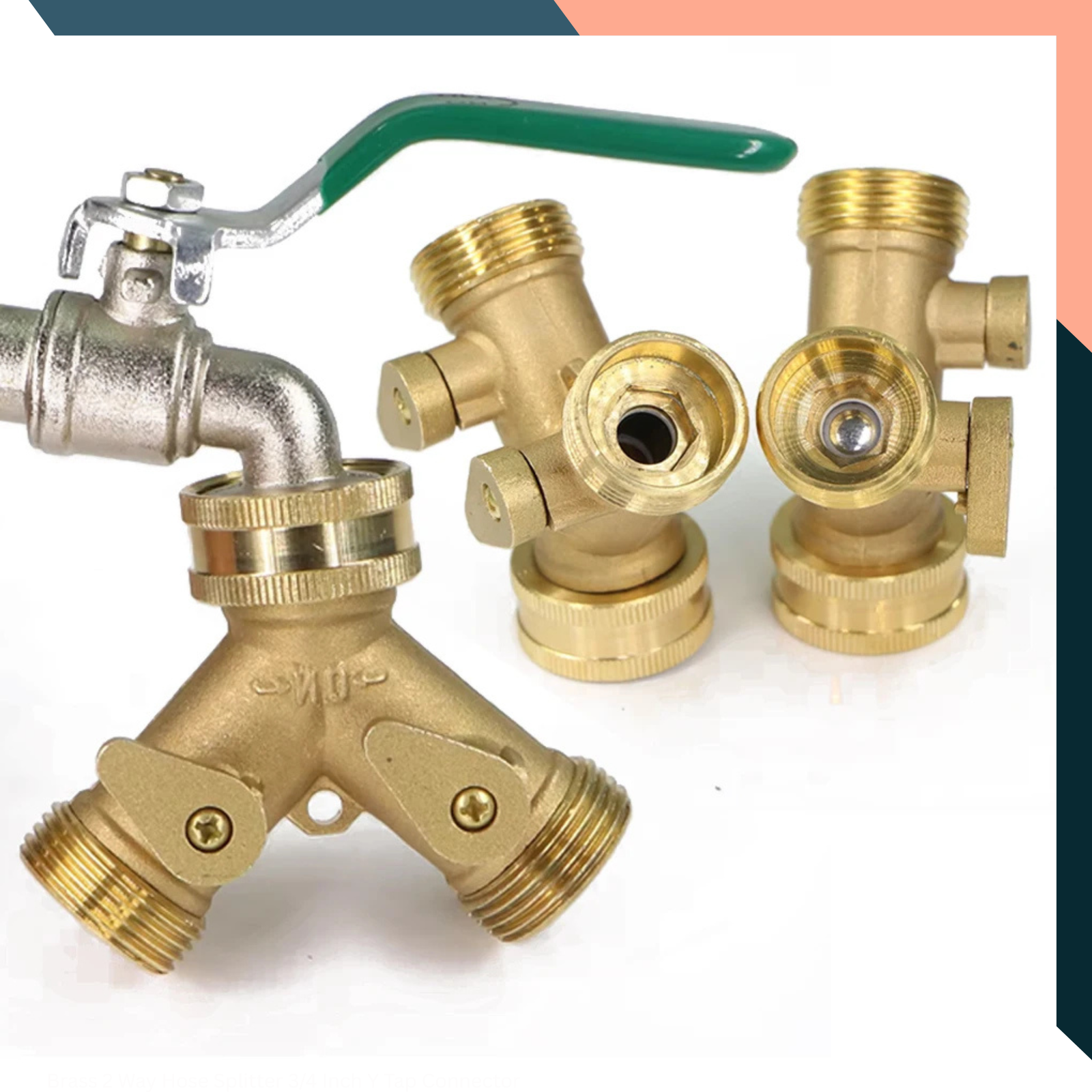 Brass 2 Way Hose Splitter 3/4 Inch Y Tap Connector