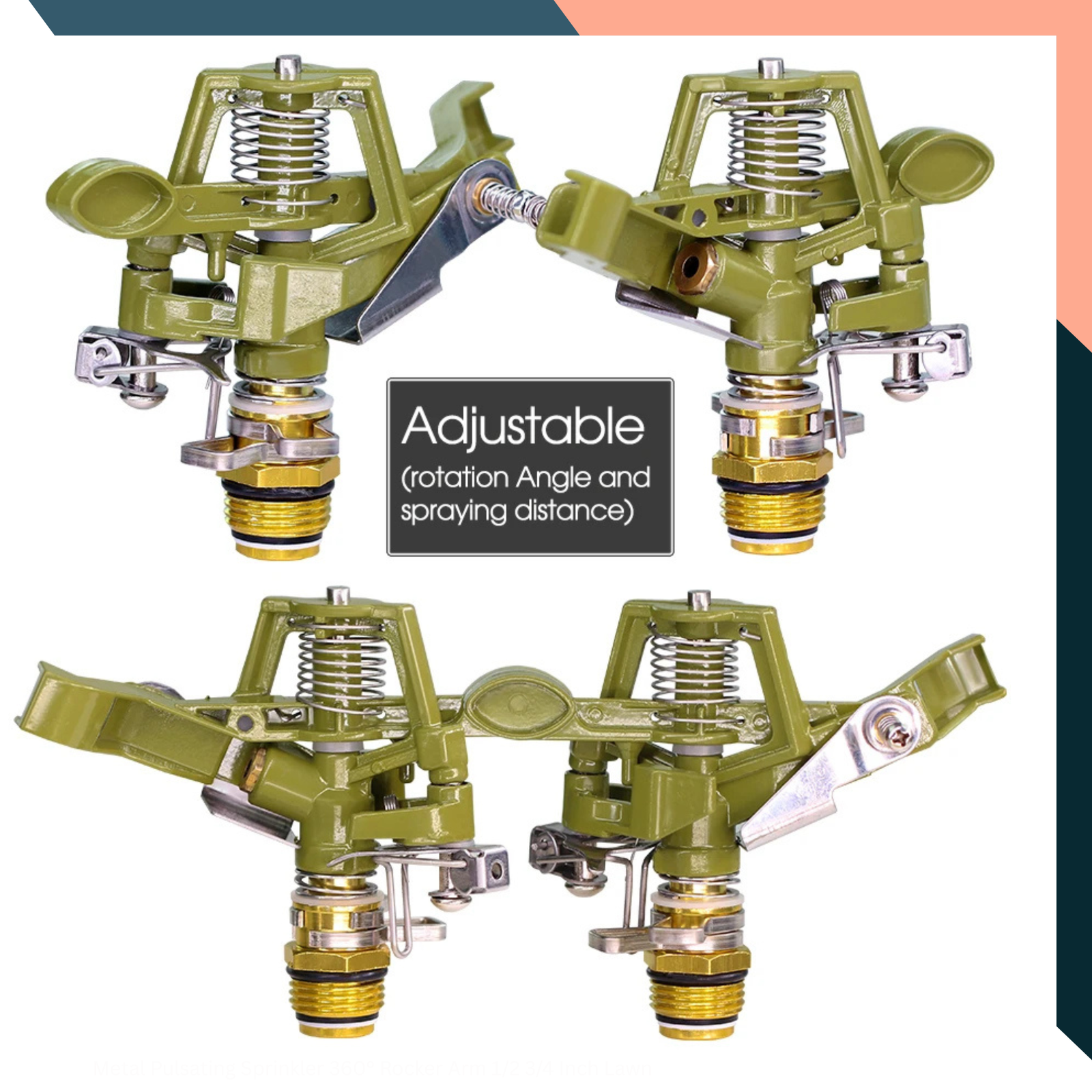 Metal Pulsating Sprinkler 360° Rocker Arm 1/2 3/4 Inch Lawn