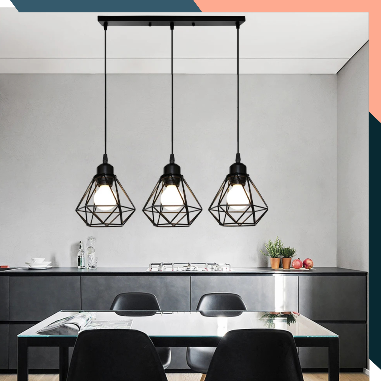 Retro Iron Frame Pendant Light Vintage Ceiling Lamp for Restaurant Teahouse