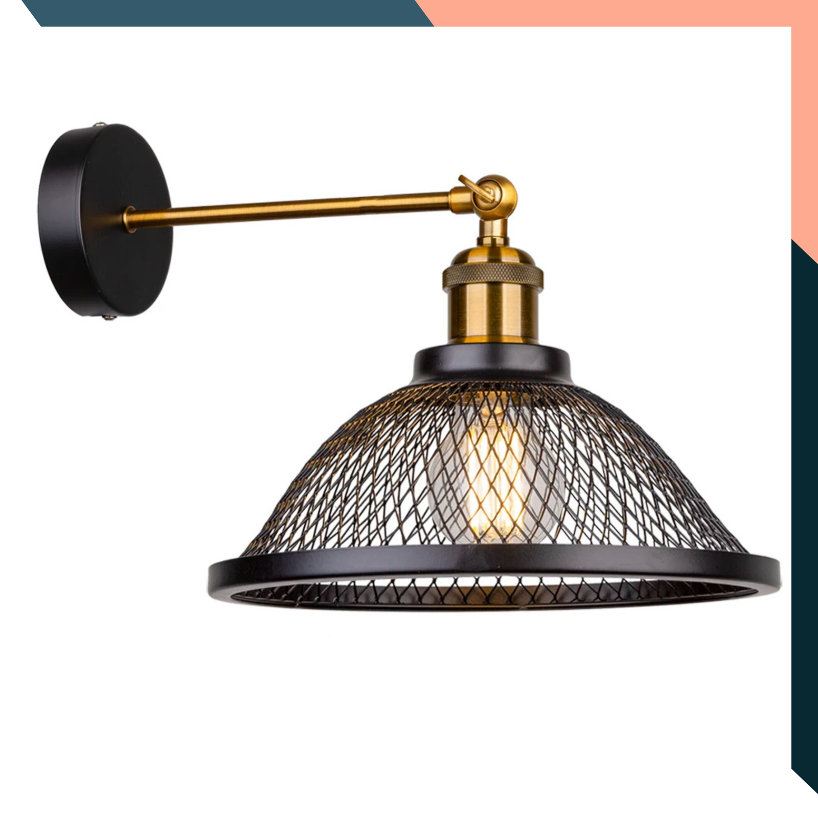 Vintage Black Metal Cage Wall Light Iron Net Sconce for Bedroom Hallway