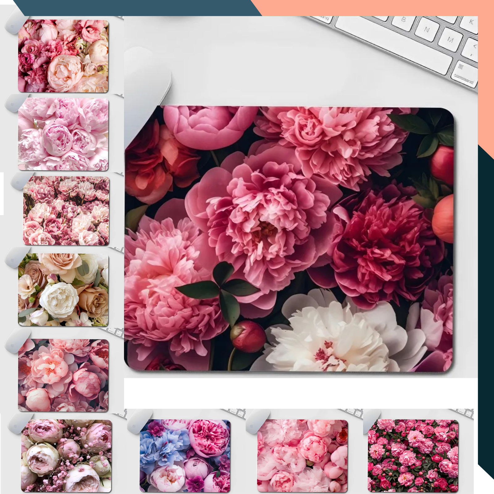 Peony Flower Gaming Mouse Pad XL XXL Desk Mat Non Slip Rubber for PC Peony Flower Gaming Mouse Pad XL XXL Desk Mat Non Slip Rubber for PC