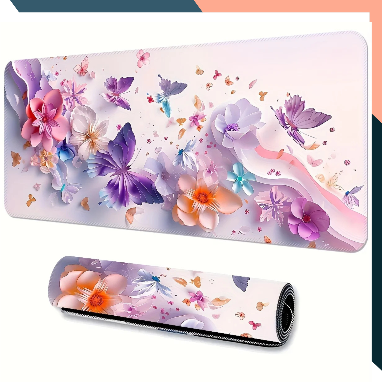 Pink Butterfly Gaming Mouse Pad XL XXL Desk Mat Non Slip Rubber