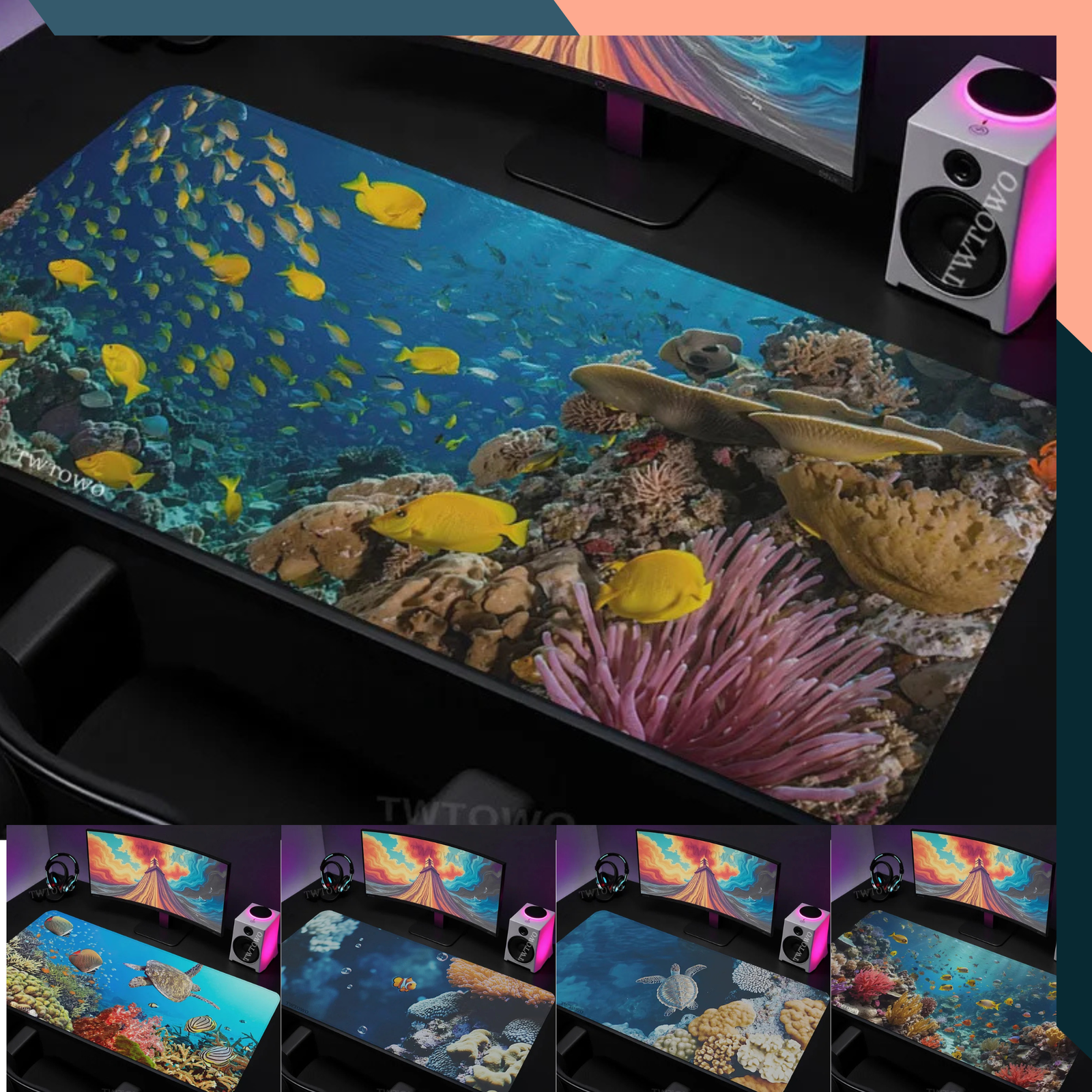 Underwater World Gaming Mouse Pad XL XXL Desk Mat Non Slip Rubber