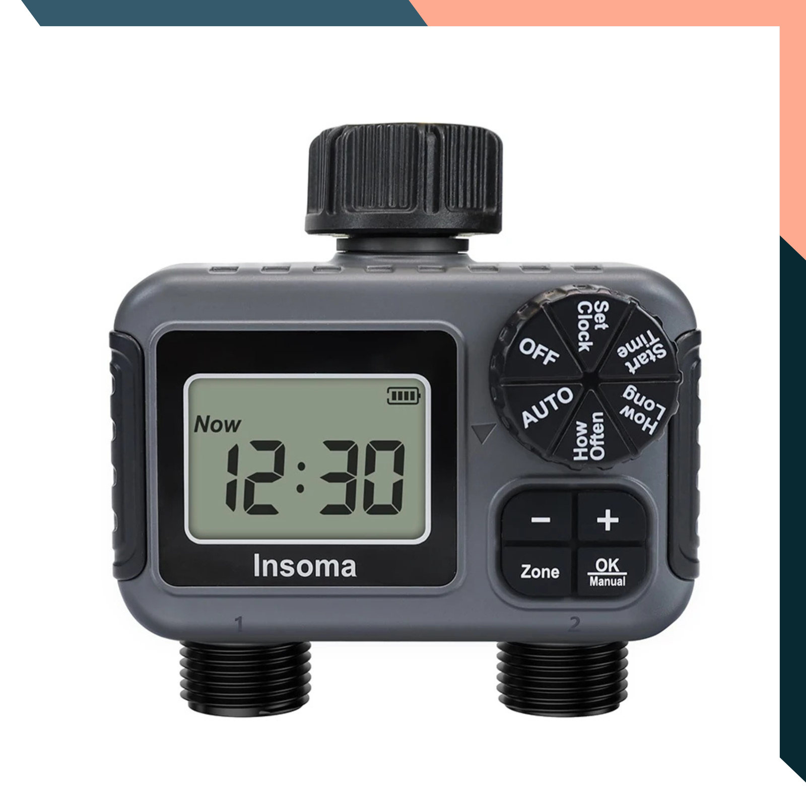 2 Zone Hose Tap Timer Automatic Watering Controller Garden Sprinkler IPX5