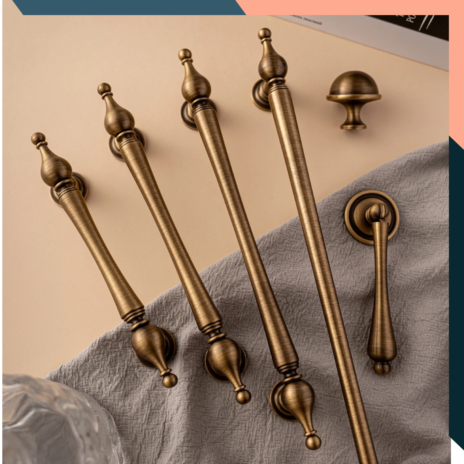 Antique Brass Cabinet Handles Drawer Pulls Wardrobe Knobs Brass 96-320mm