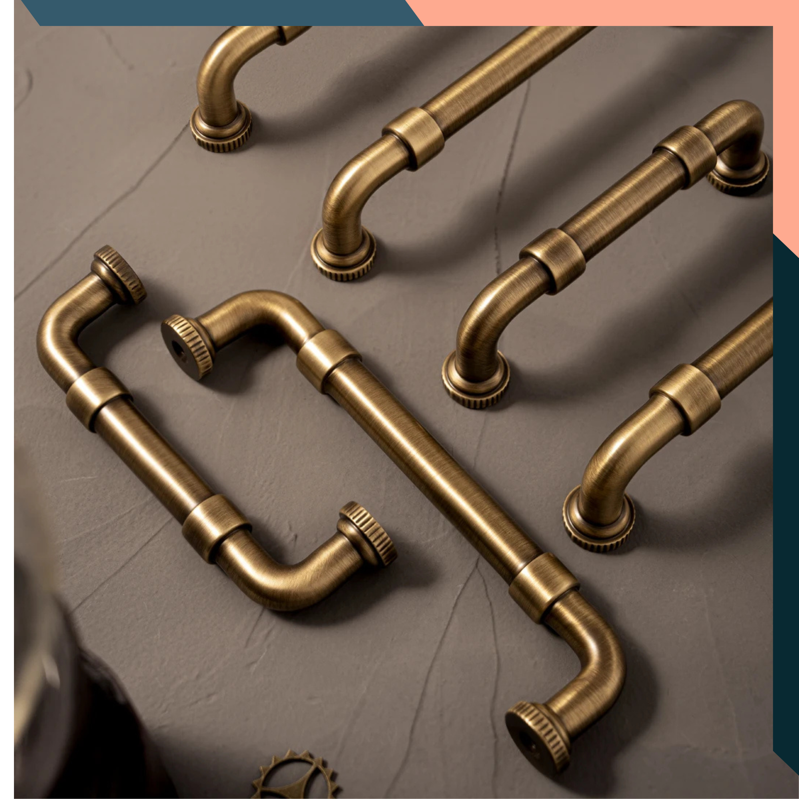 Antique Brass Cabinet Handles Pipe Drawer Pull Knob 96 128 160mm