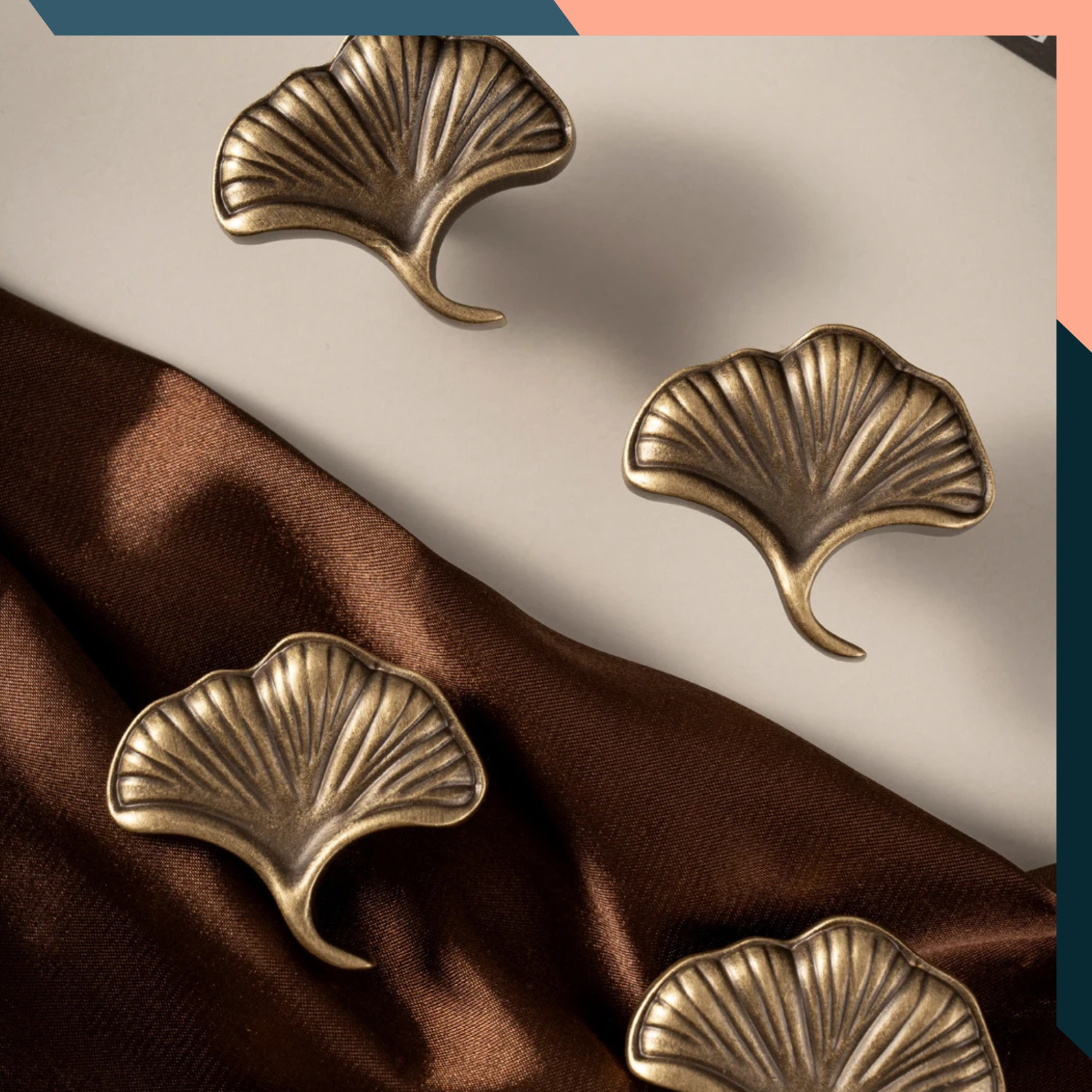 Antique Brass Ginkgo Leaf Drawer Knob 35mm Cabinet Handle Dresser Pull