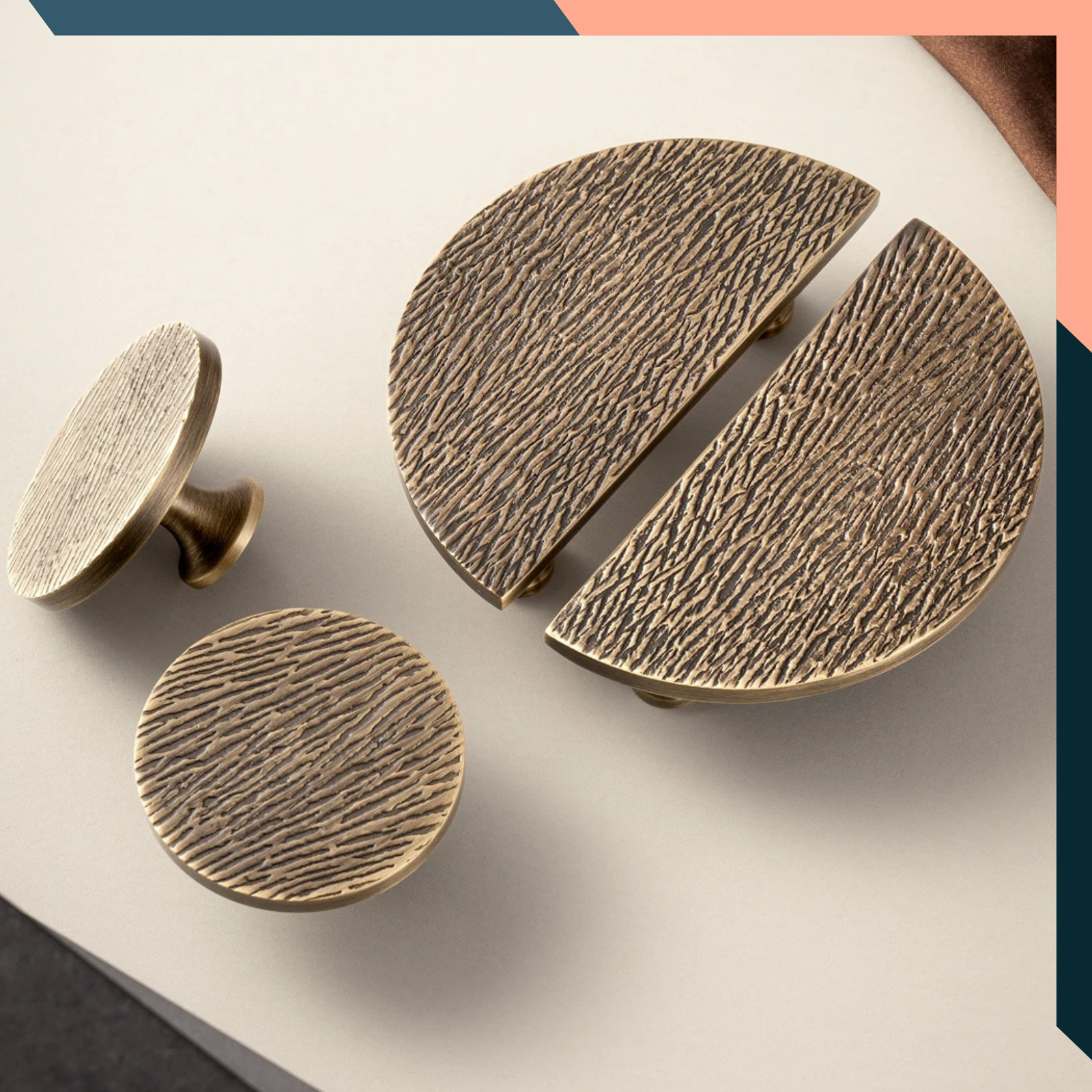 Antique Brass Half Moon Cabinet Handles Round Drawer Pull 64mm Knob