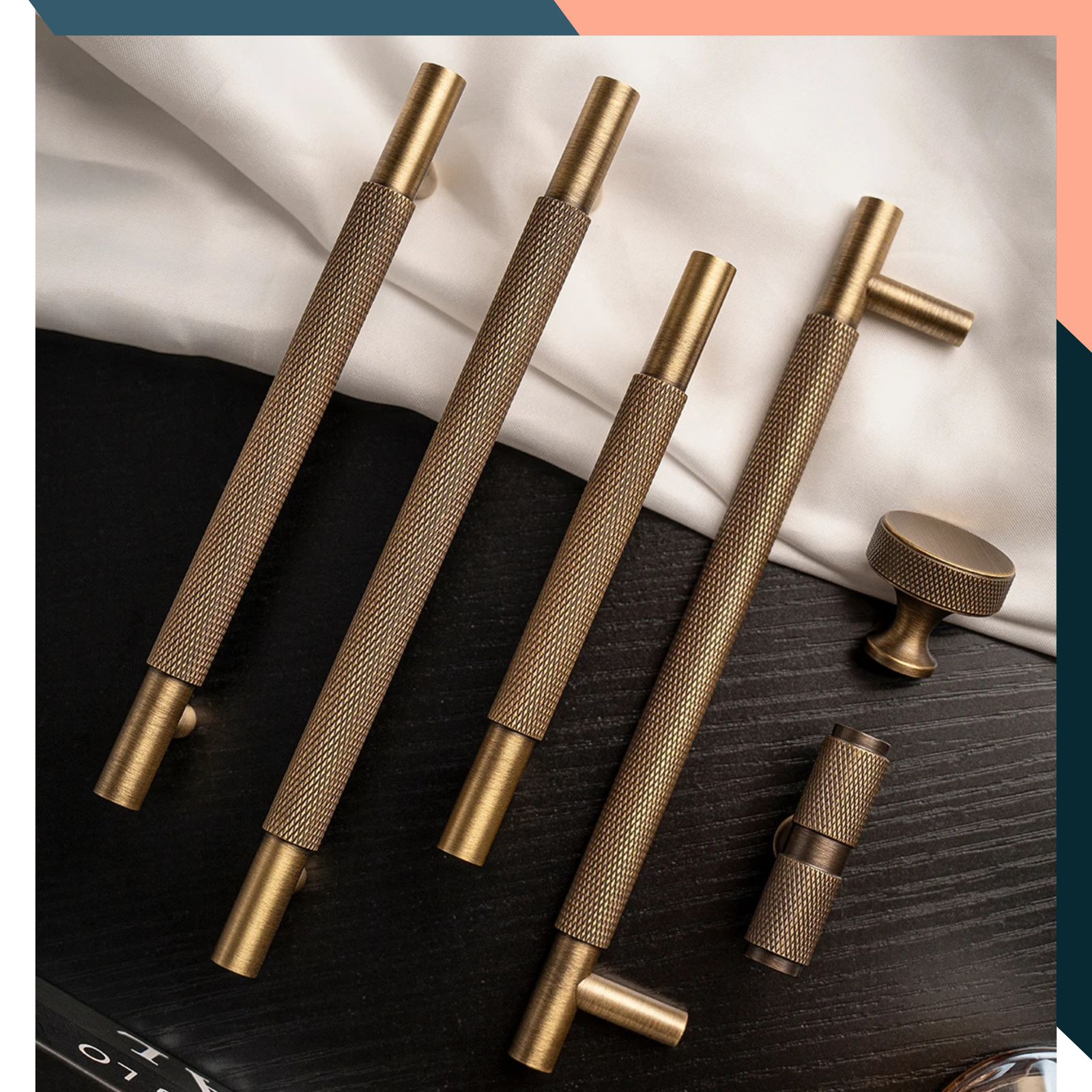 Antique Brass Knurled Cabinet Handles T Bar Knobs Drawer Pulls 96-320mm