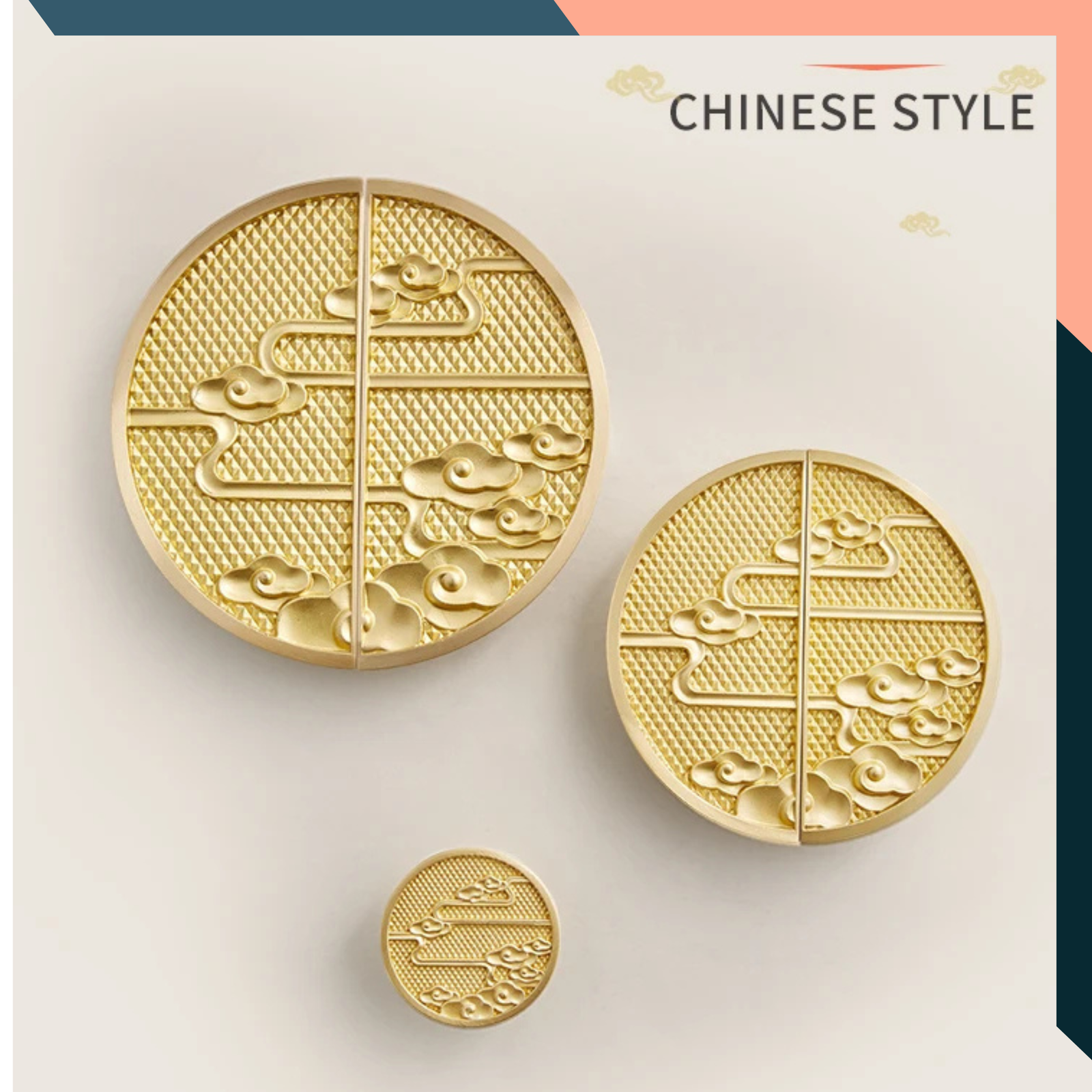 Brass Dragon Phoenix Cabinet Handles Chinese Style Drawer Knobs 64 96mm