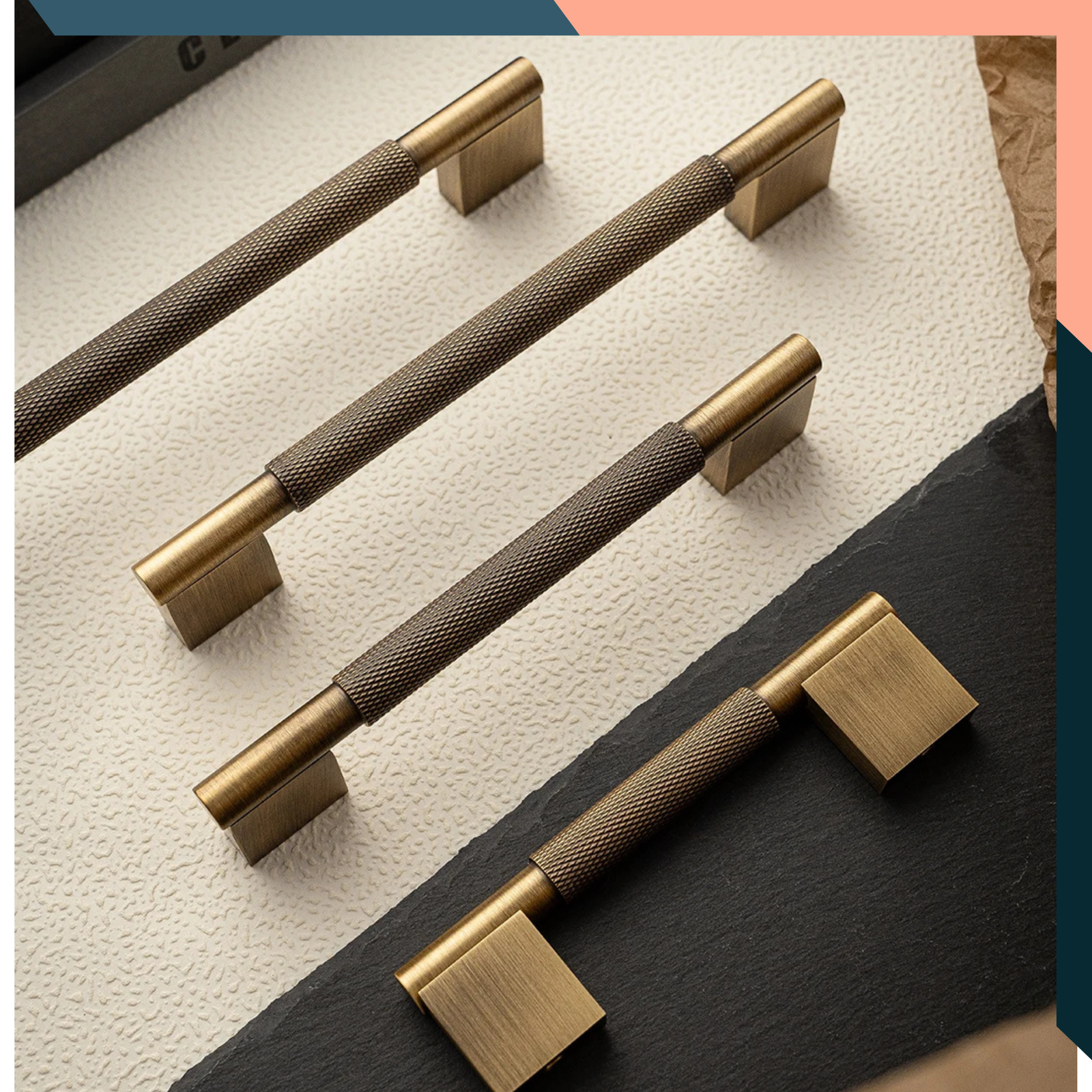 Antique Brass Knurled Cabinet Handle Kitchen Drawer Pull Wardrobe 96-320mm