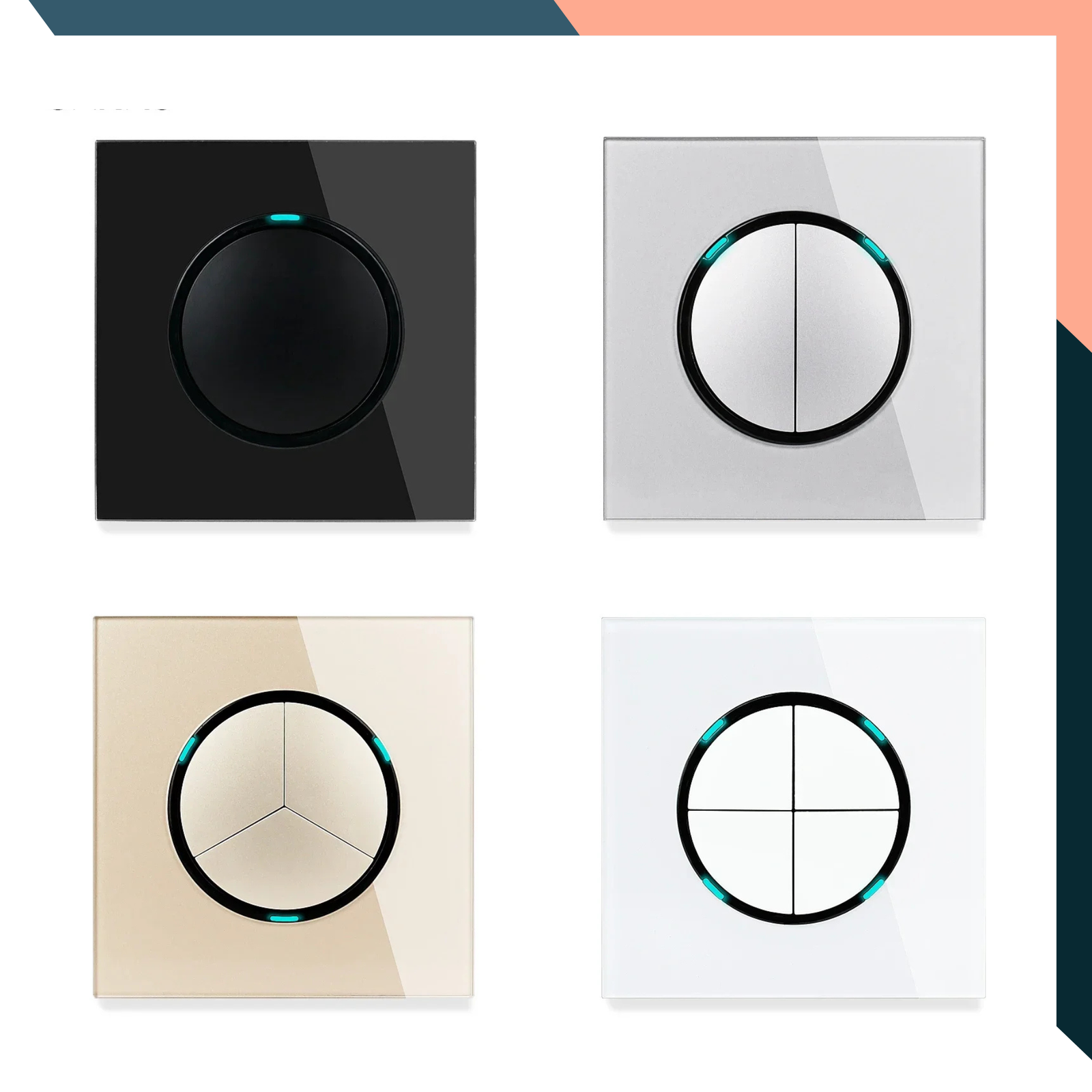 Glass Wall Light Switch 1/2/3/4 Gang 1 Way 2 Way LED Indicator Panel