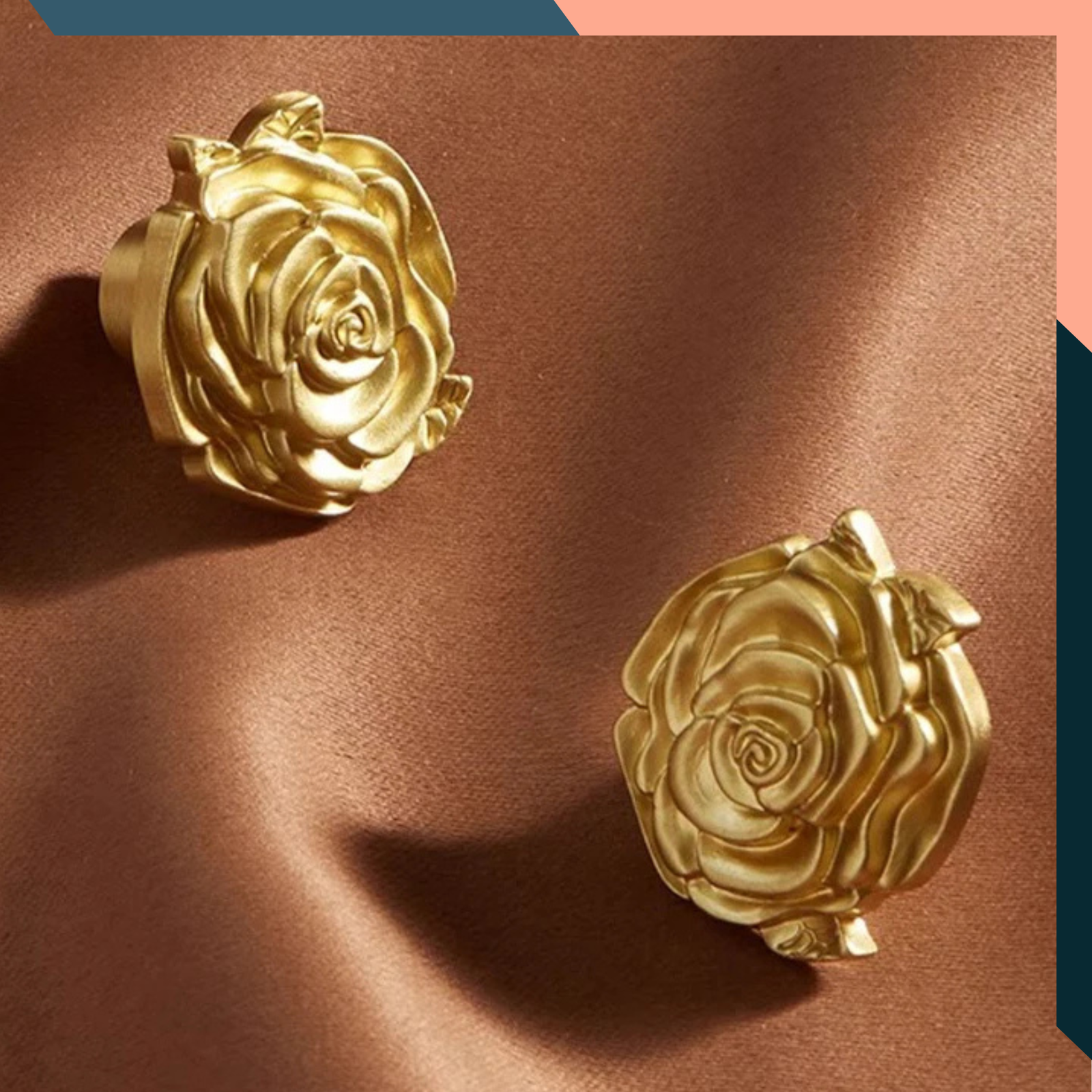 Gold Brass Rose Cabinet Knob 36mm Floral Drawer Handle Single Hole Gold Brass Rose Cabinet Knob 36mm Floral Drawer Handle Single Hole