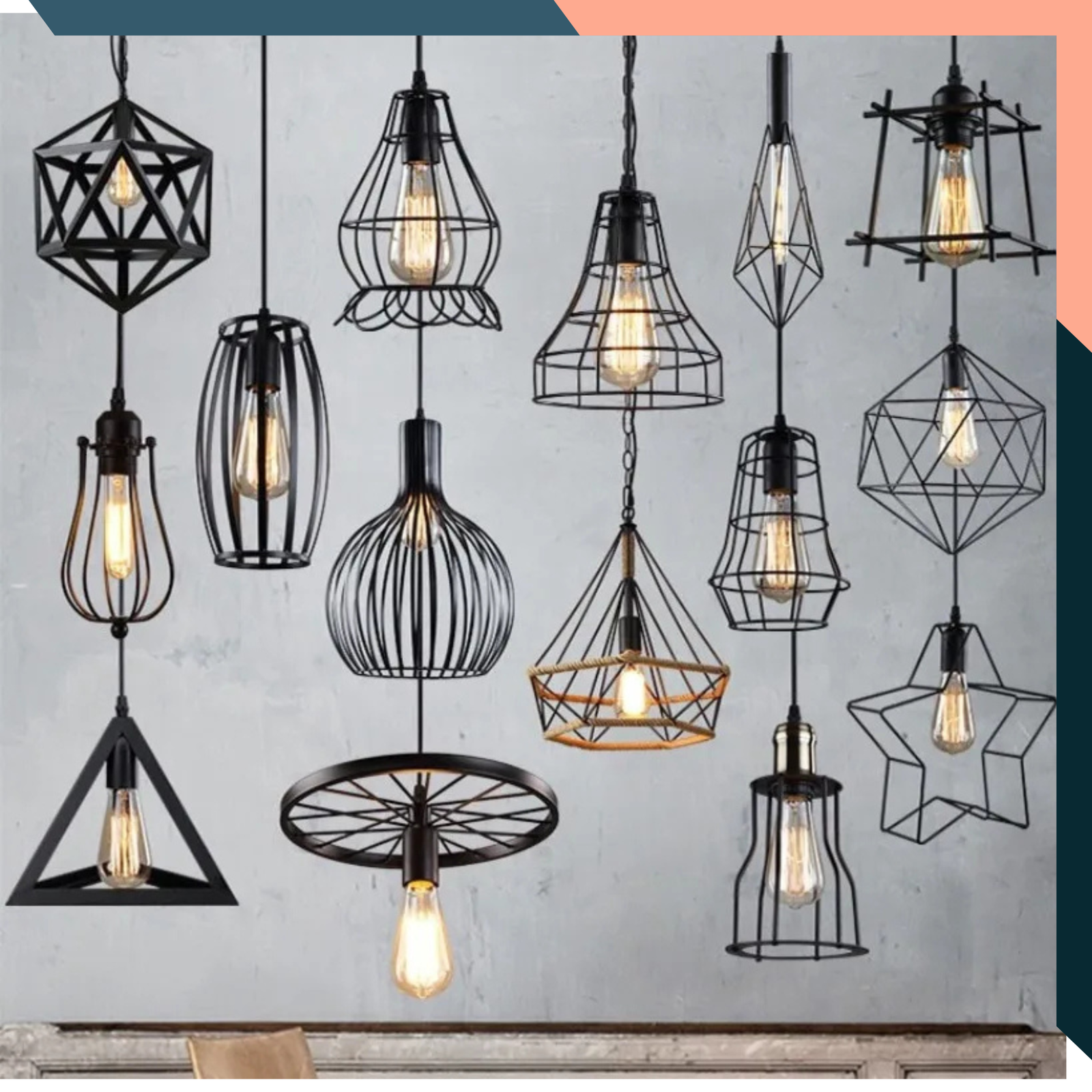 Nordic Industrial 3 Light Chandelier Retro Ceiling Pendant Lamp Black Iron