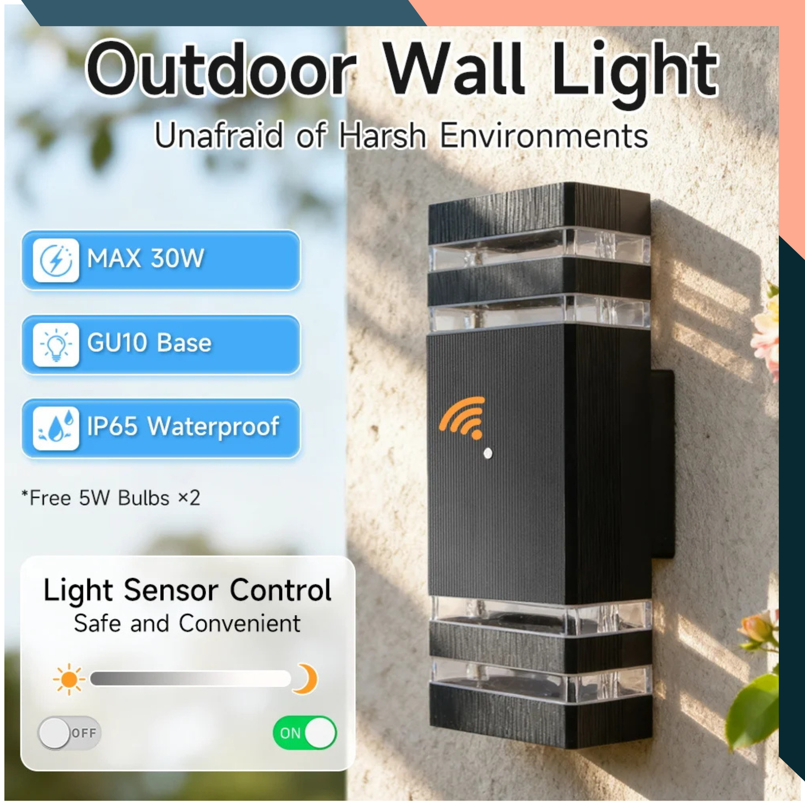Outdoor Wall Light Motion Sensor IP65 LED Porch Garden Lamp GU10